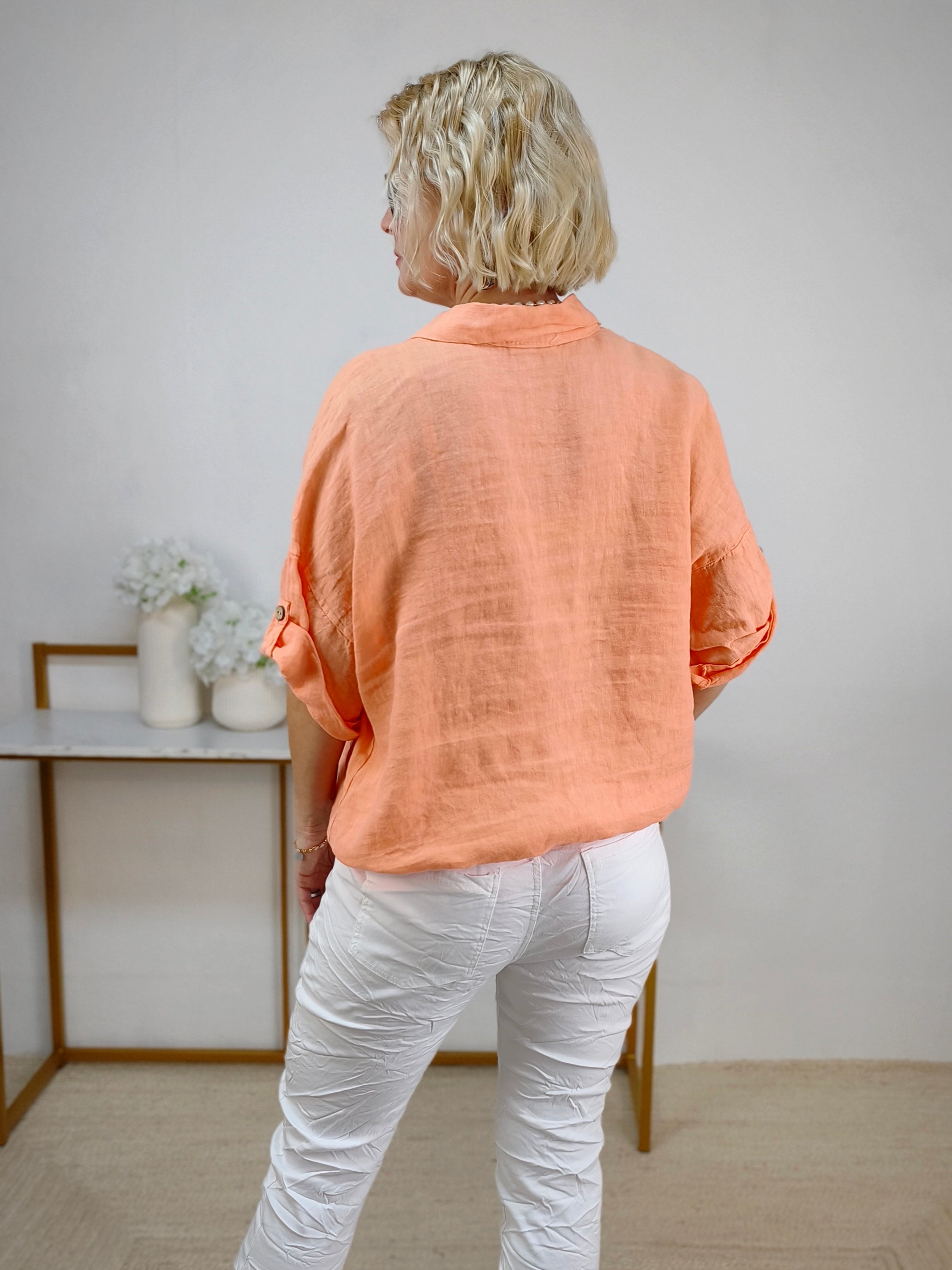Leinen Bluse peach (38-42/44)