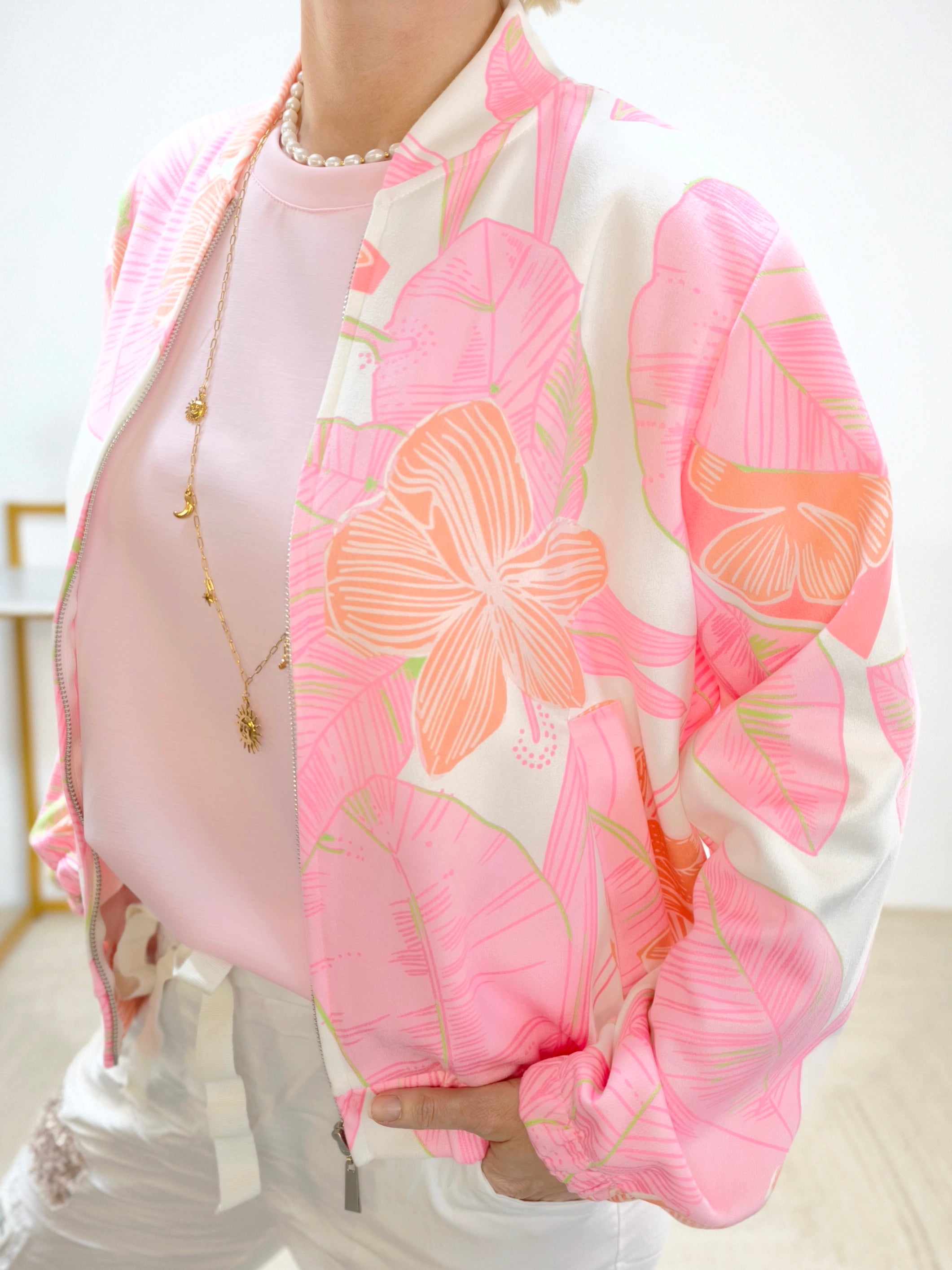 Kurzjacke "Vivien" weiss/rosa (36-42)