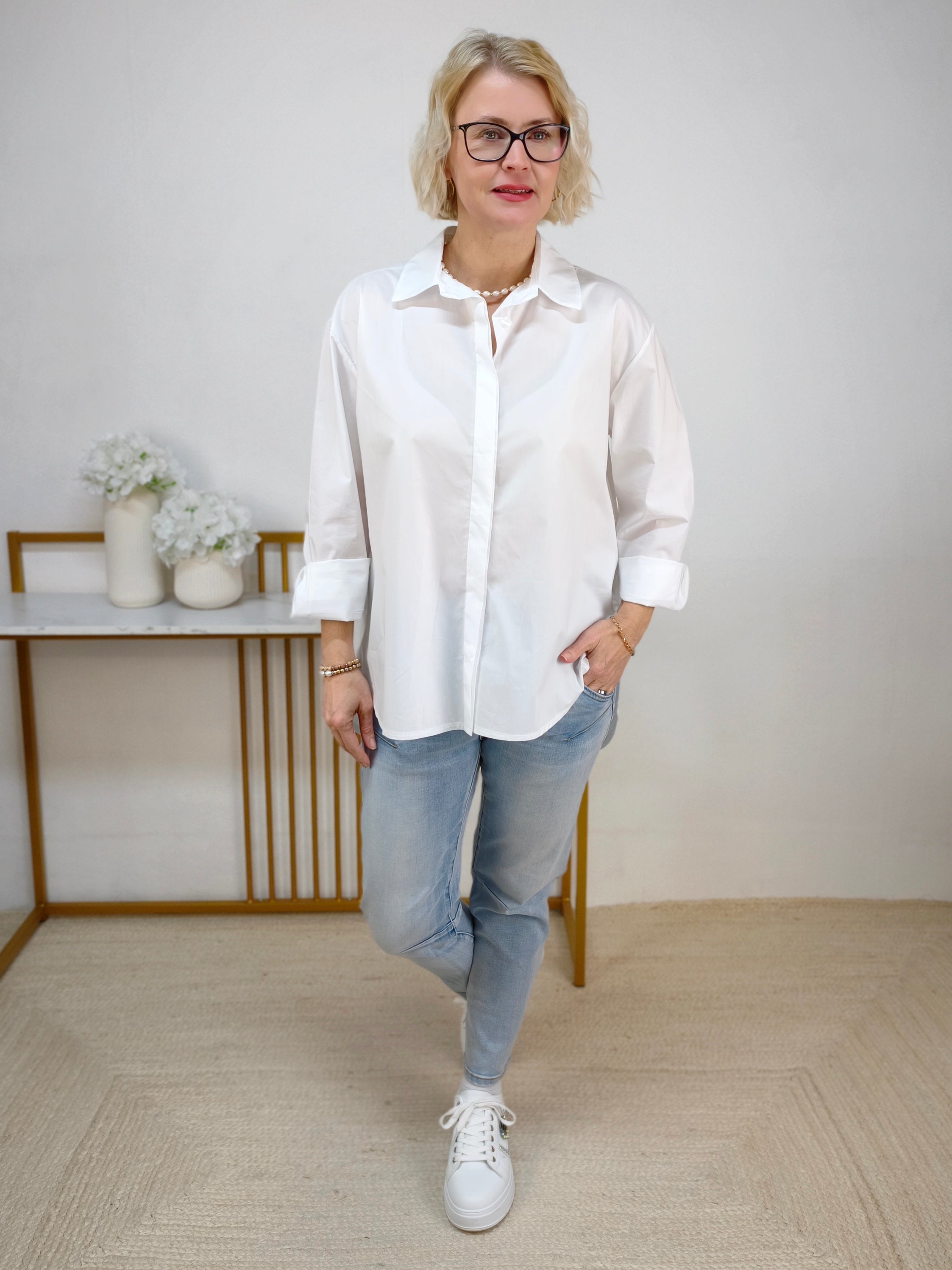 Klassische Hemdbluse in weiss (38-42)