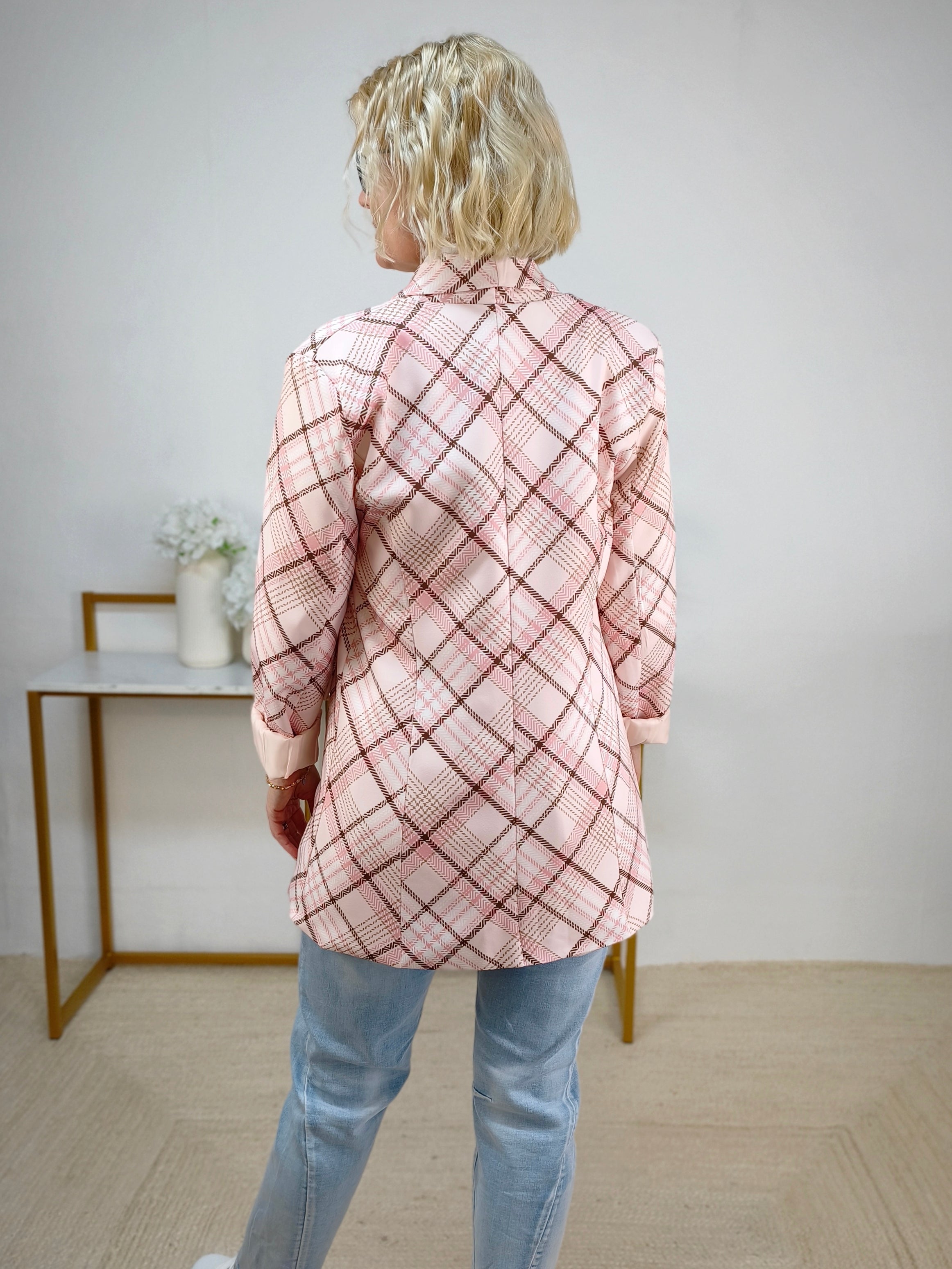 Stylischer Blazer "Karo" rosa (36-40)