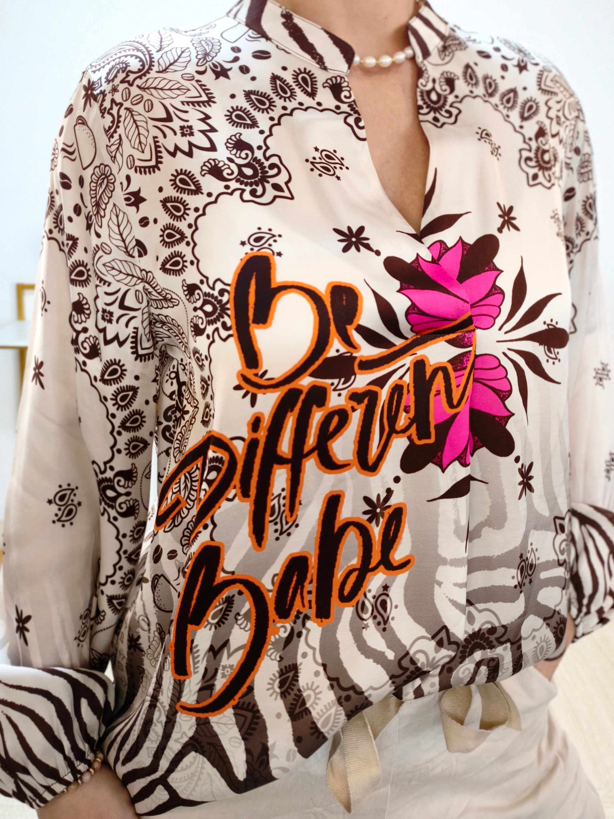 Bluse "Babe" beige/braun (36-42)