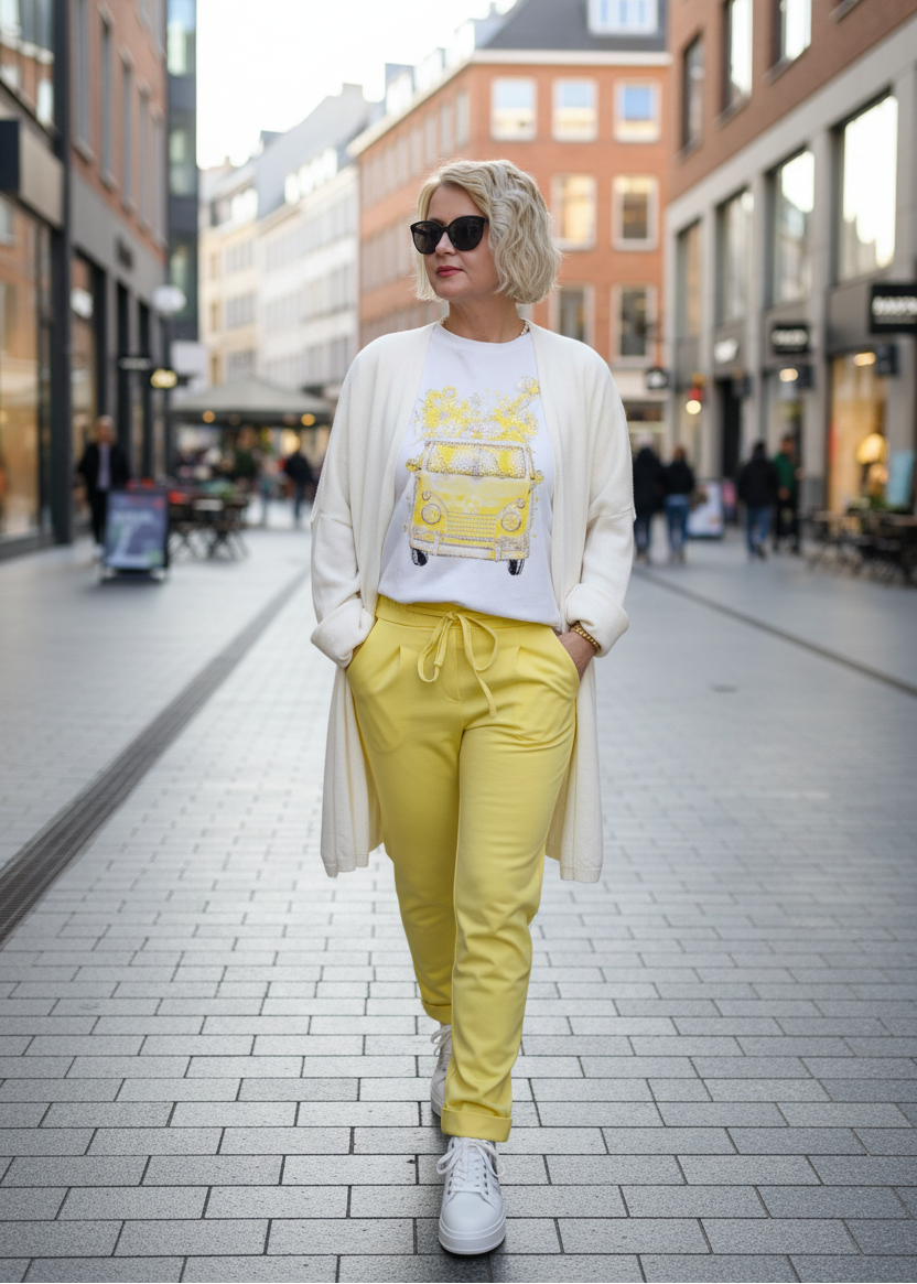 T-Shirt "Bully" weiss/gelb (40-42)