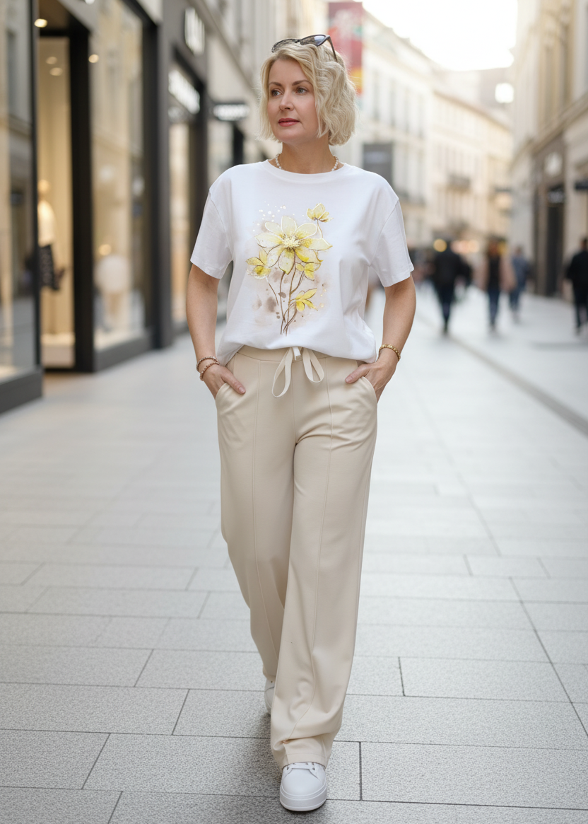 T-Shirt "Margerite" weiss/gelb (40-42)