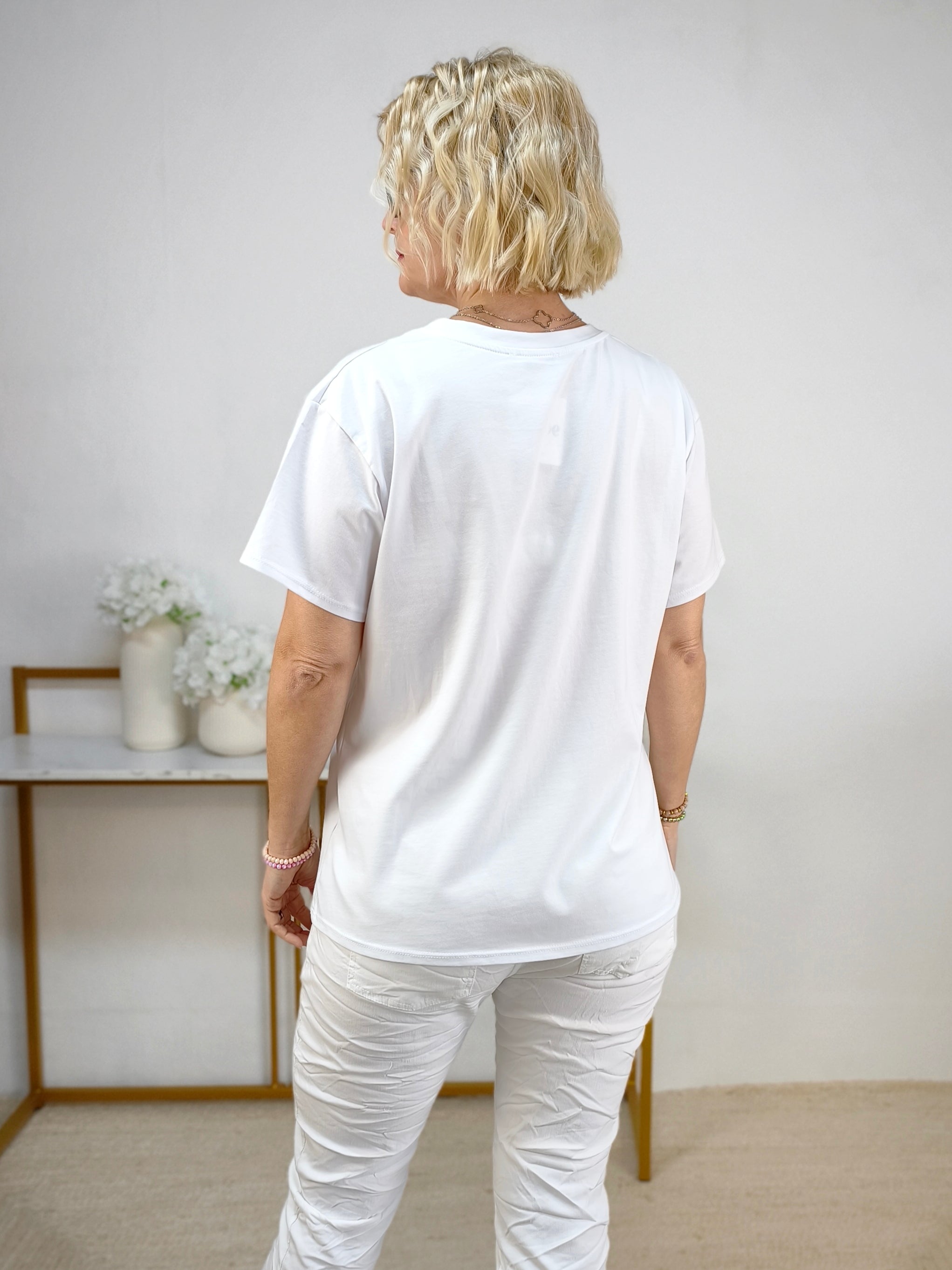 T-Shirt "Bag" weiss/rosa/gold (38-42)