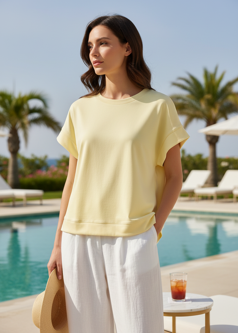 Damen Shirt "Ina" unifarben in buttergelb (38-44)