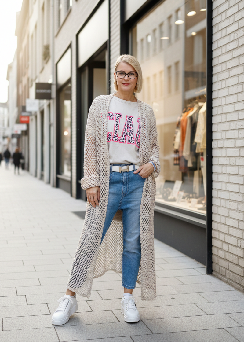T-Shirt "Ciao" beige/pink Oversize (44-48)
