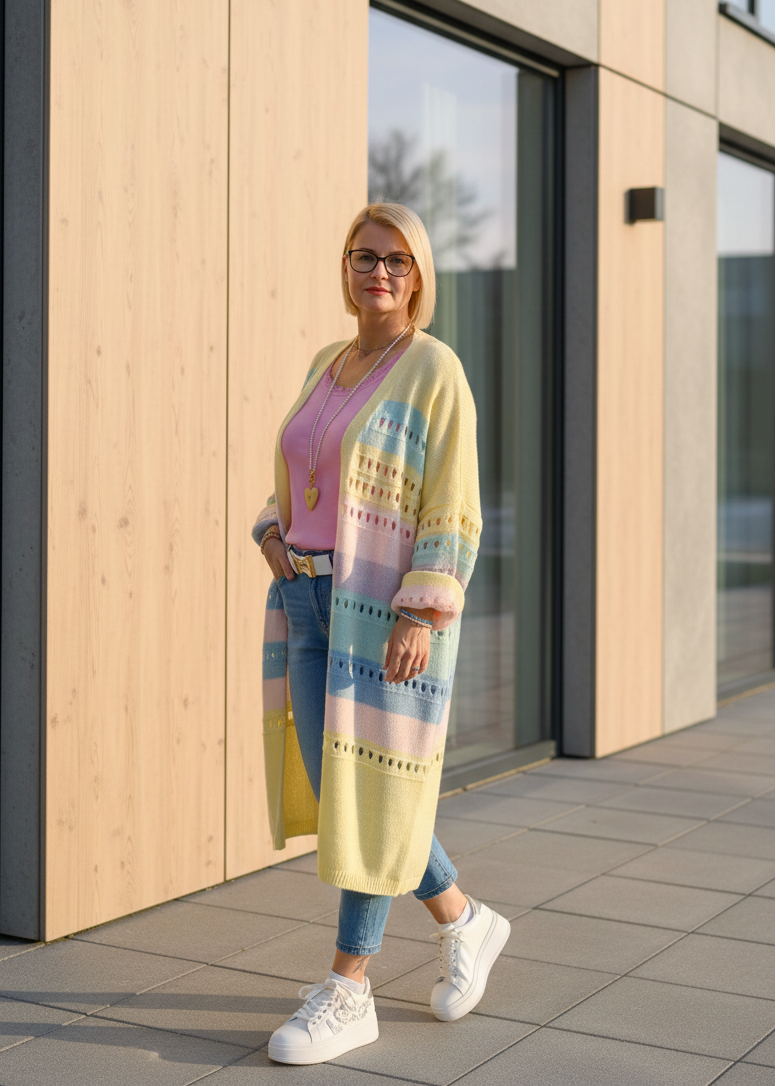 Cardigan "Rainbow" gelb (38-44/46)