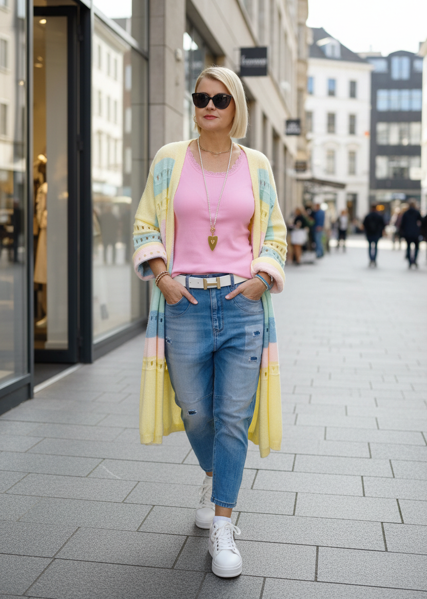 Cardigan "Rainbow" gelb (38-44/46)