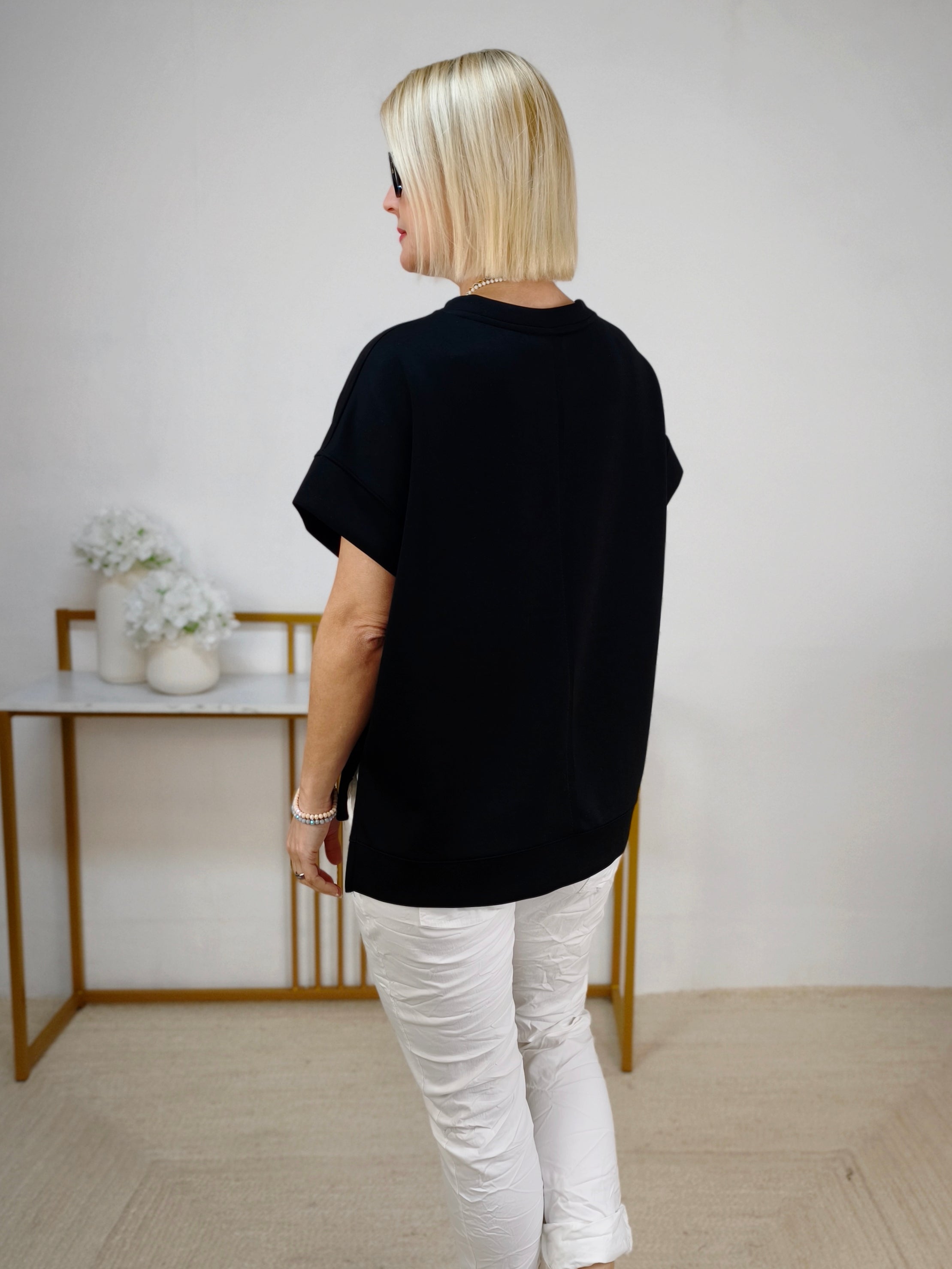 Damen Shirt "Ina" unifarben in schwarz (38-44)