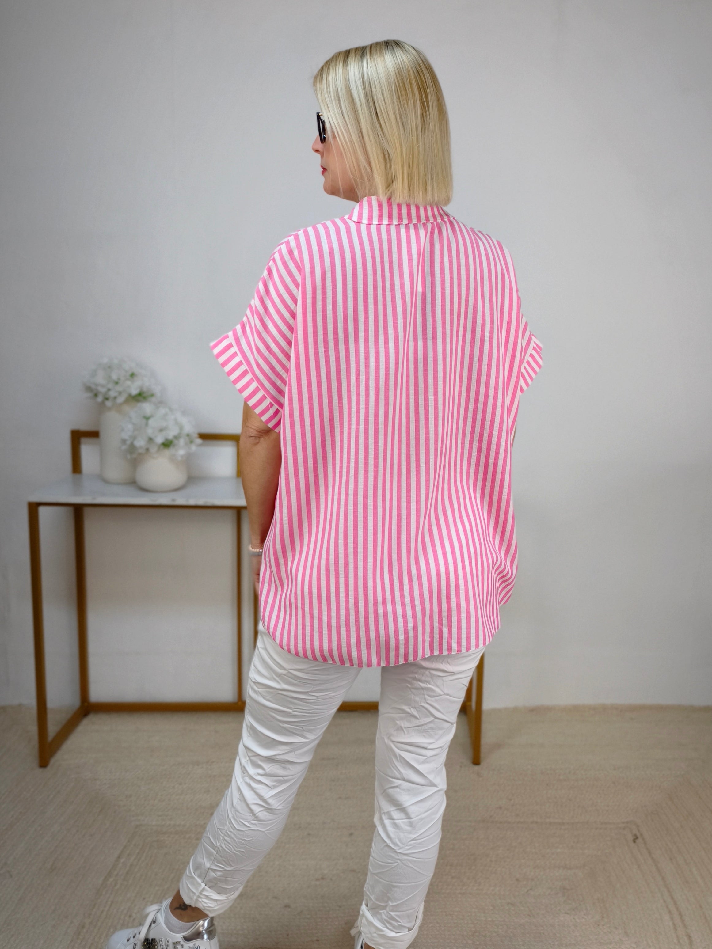 Gestreifte Bluse weiss/pink (40-42/44)