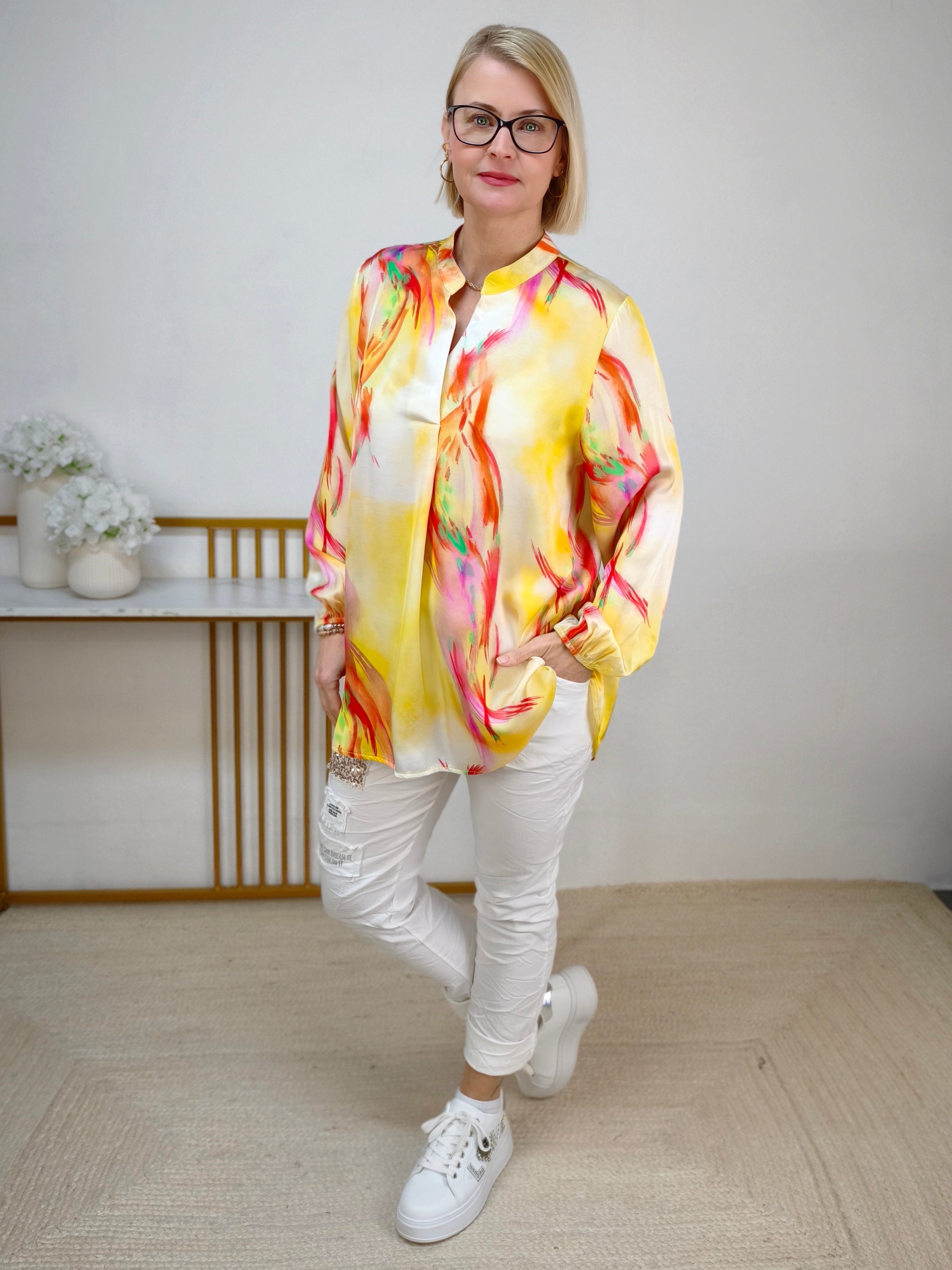 Bluse "Sunset" gelb/pink/orange (36-42)