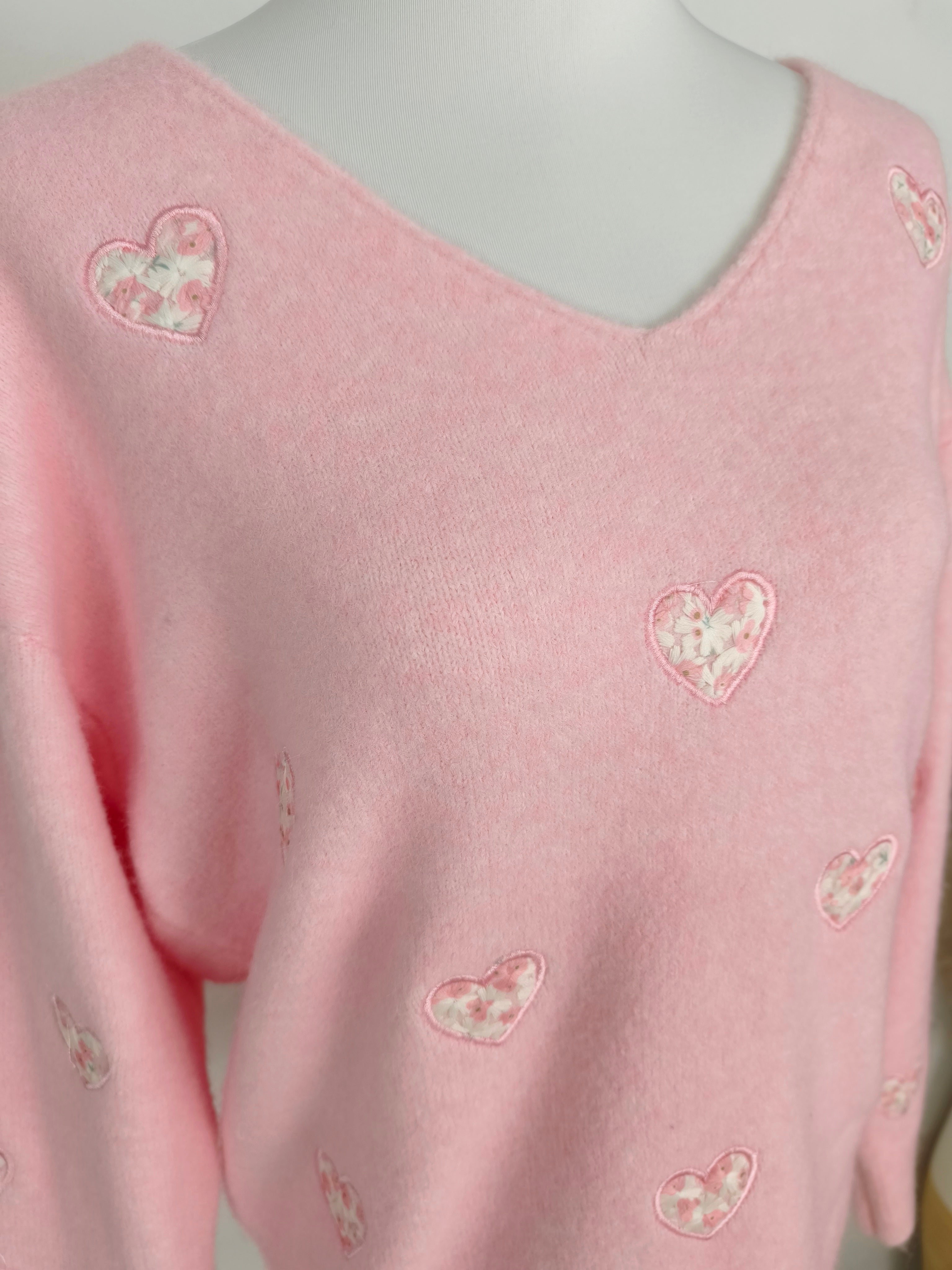 Pulli mit Stickereien in rosa (38-42)