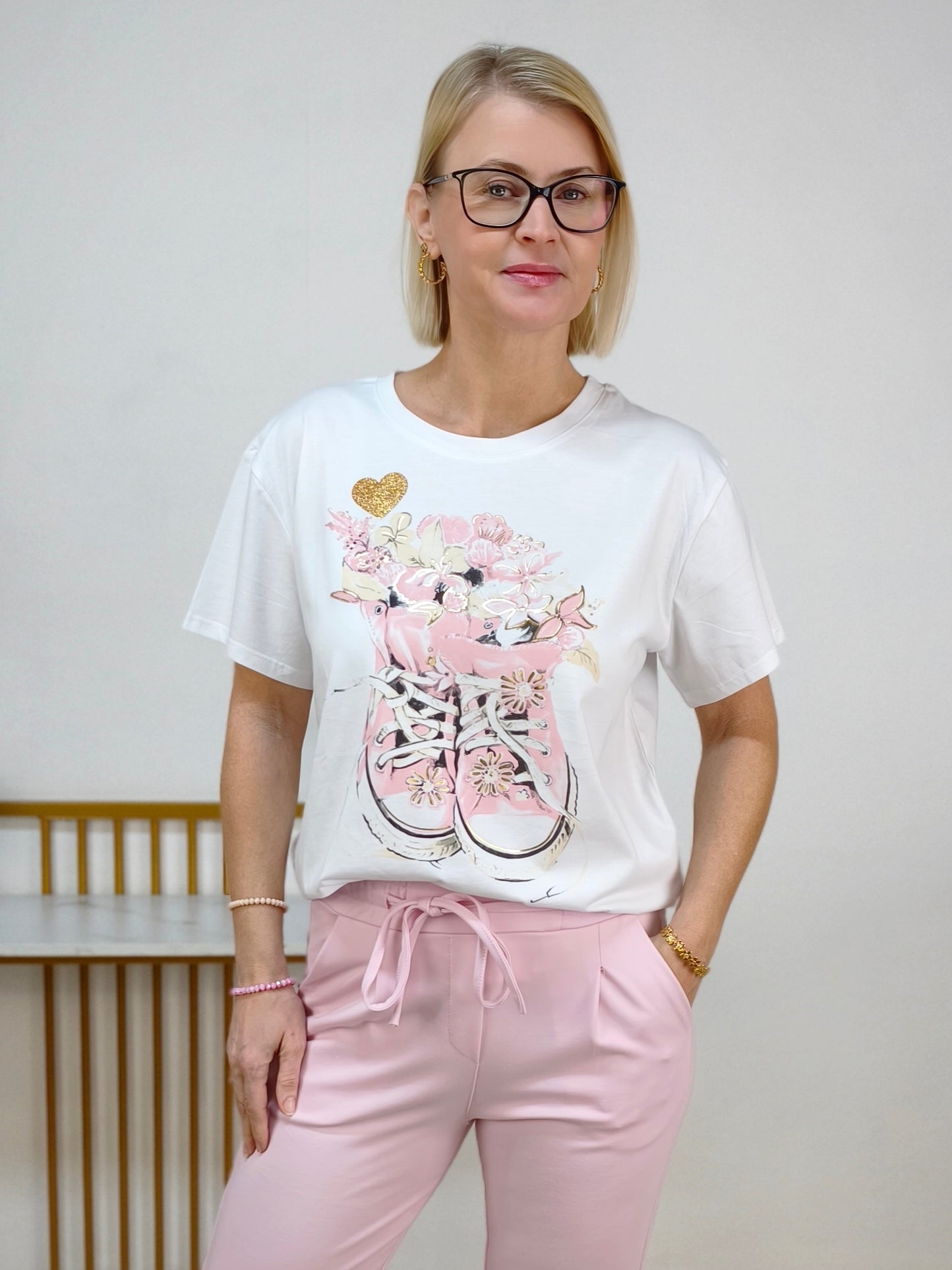 T-Shirt "Shoes" weiss/rosa (36-42)