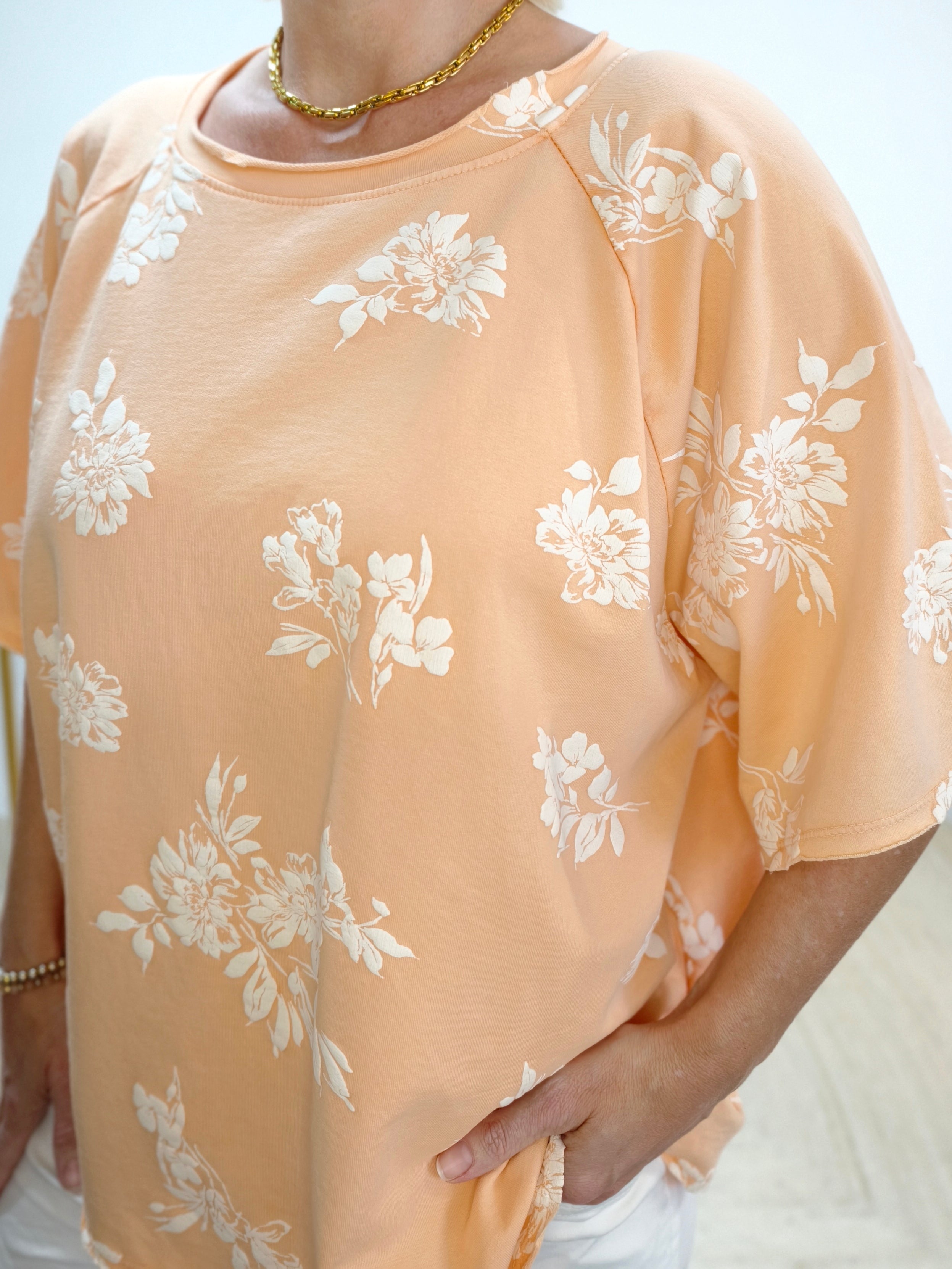 Shirt in apricot/weiss aus Baumwolle (40-44)