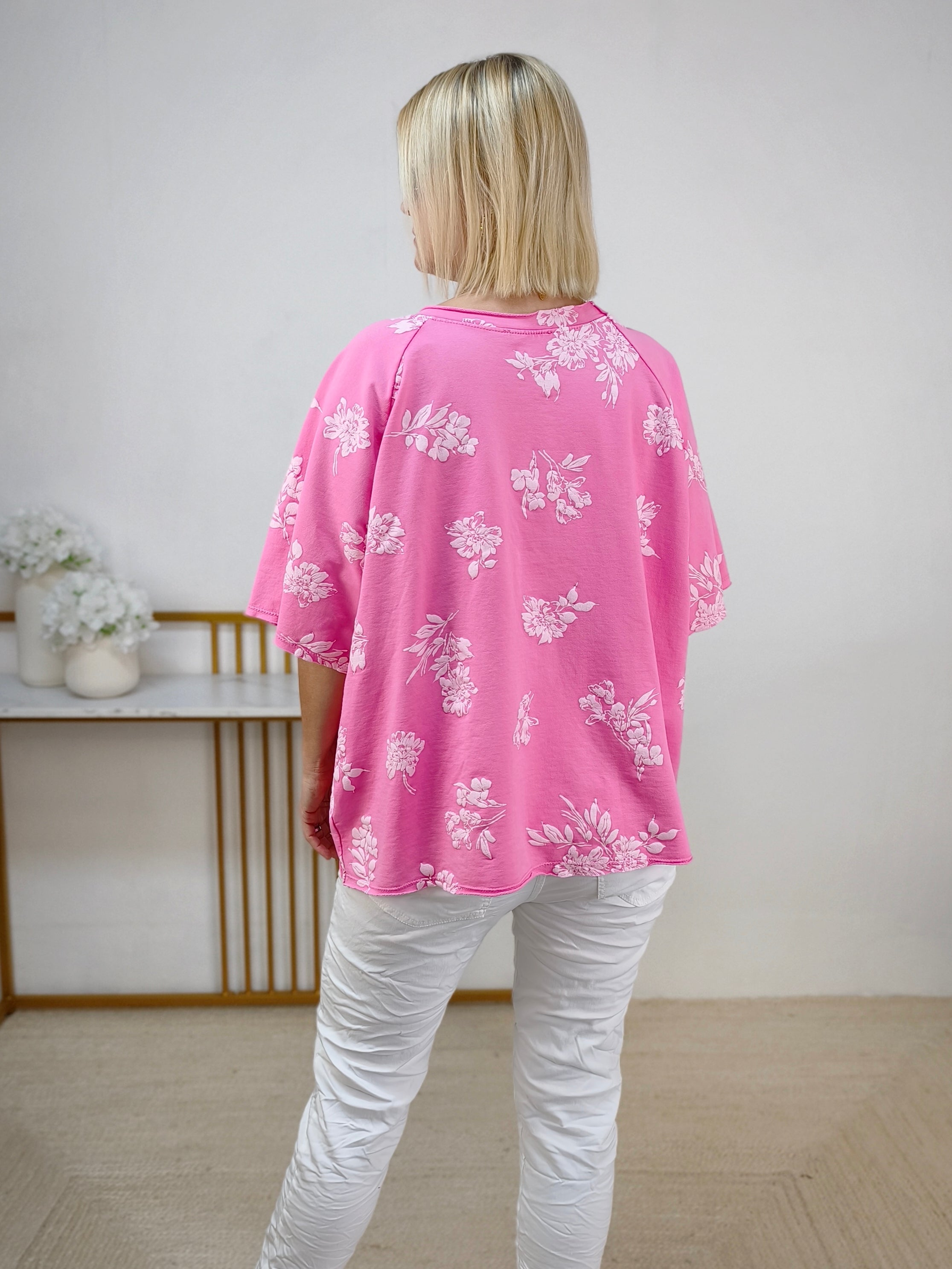 Shirt in pink/weiss aus Baumwolle (40-44)