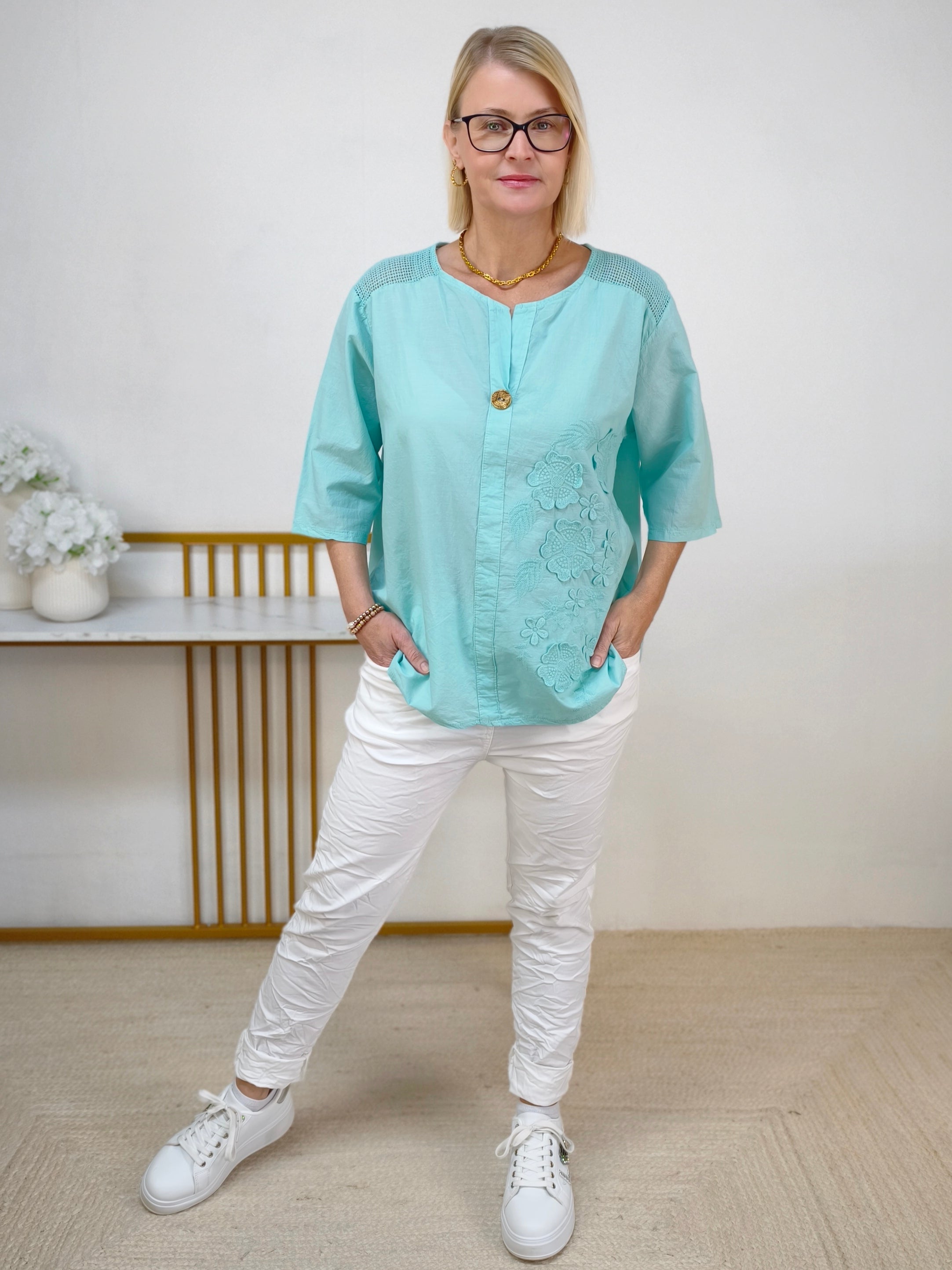 Blusen - Shirt "Mona" türkis (38-42)