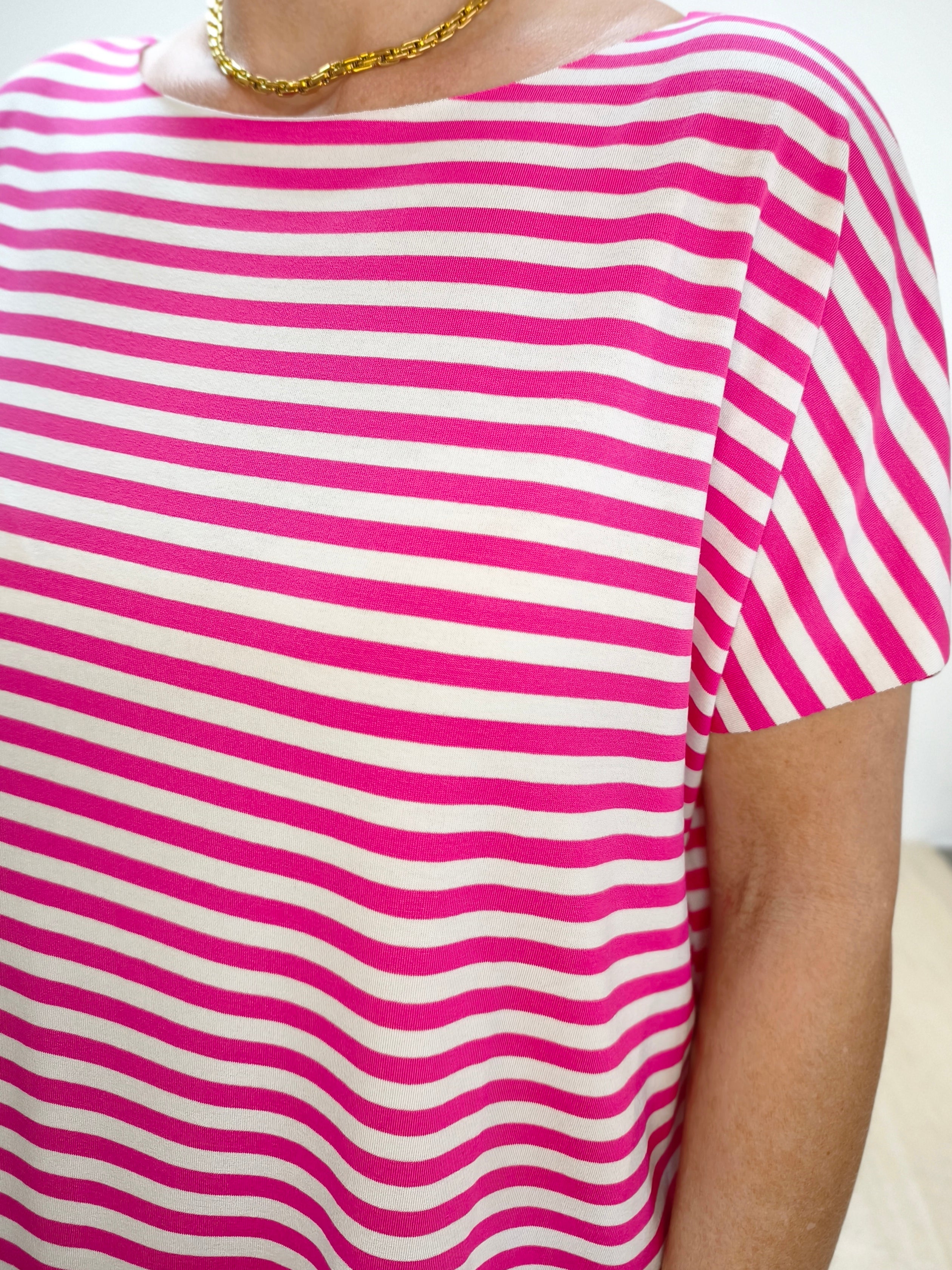 Leichtes Shirt gestreift in weiss/pink (38-42/44)