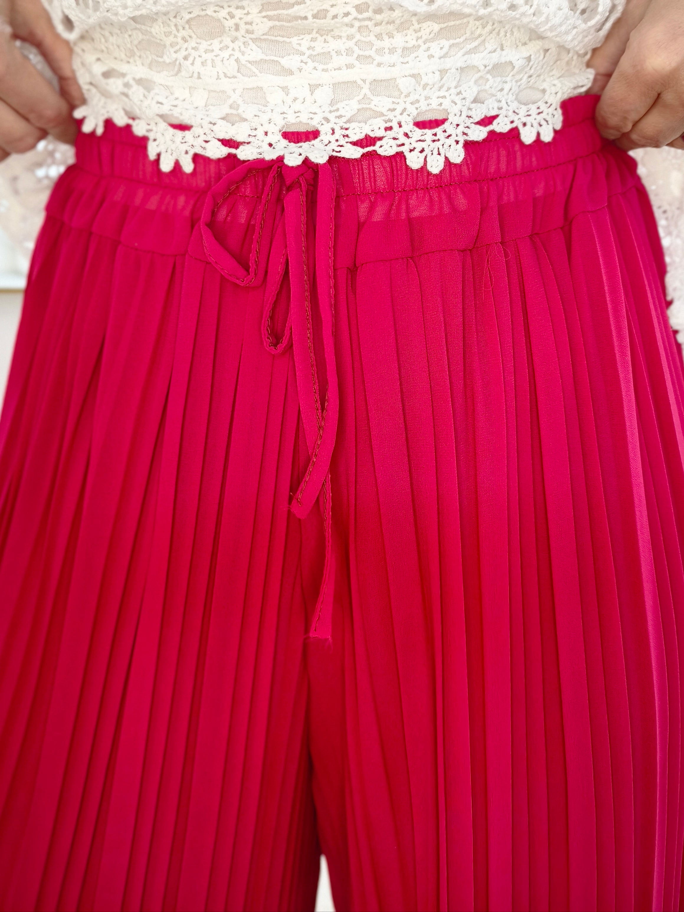 Plissee Hose mit weitem Bein Magenta (36-44)