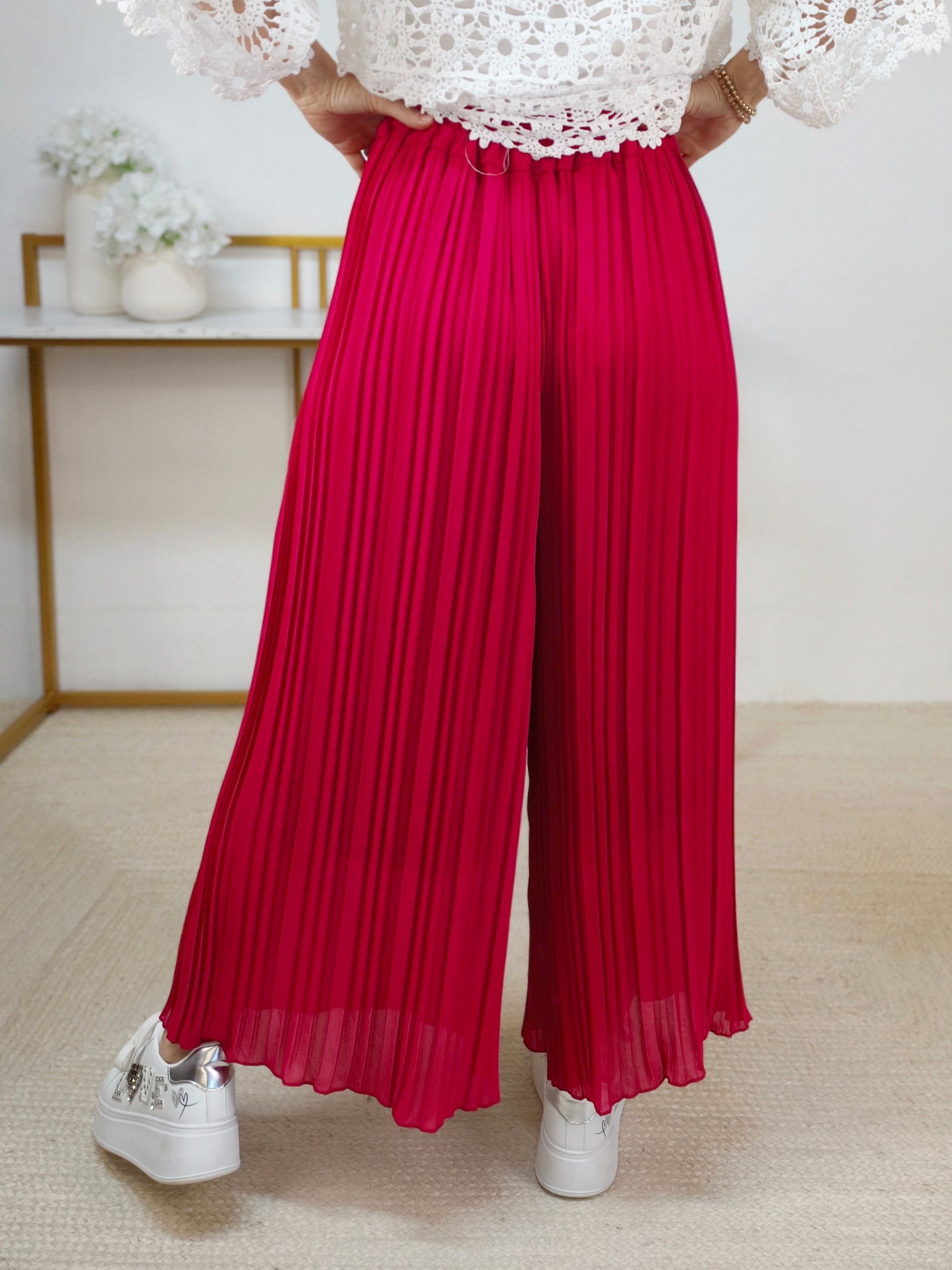 Plissee Hose mit weitem Bein Magenta (36-44)