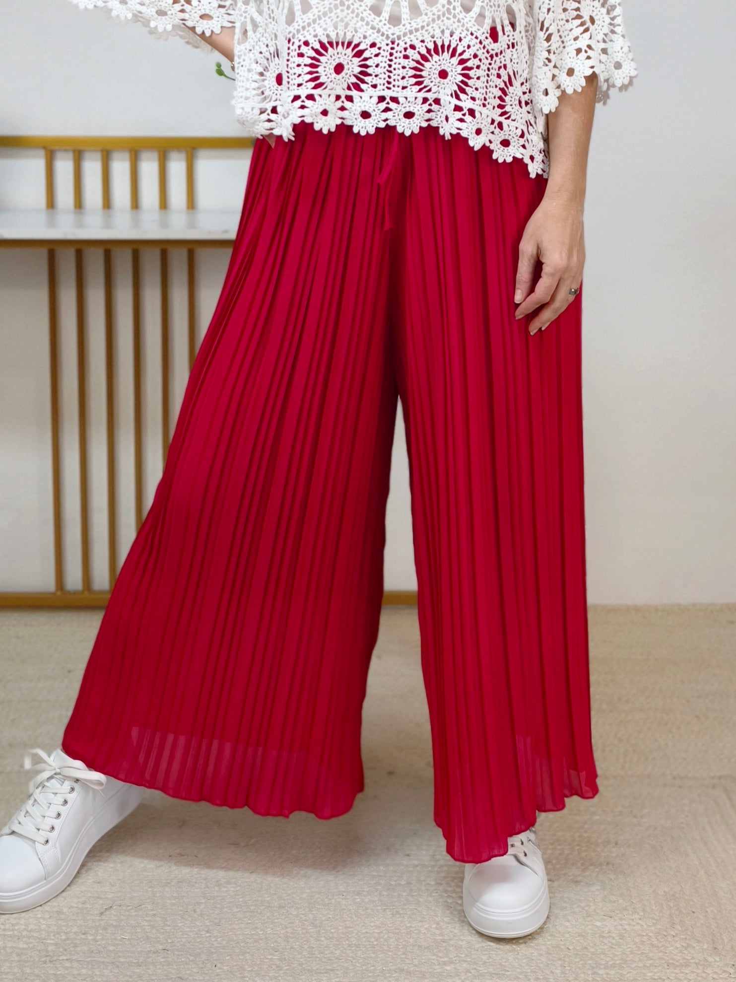 Plissee Hose mit weitem Bein Magenta (36-44)