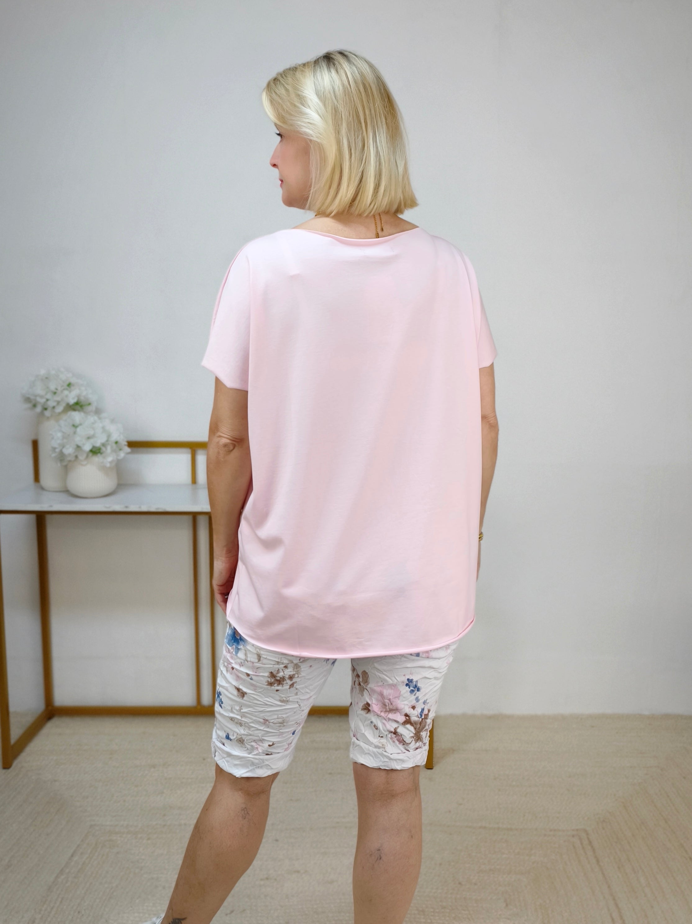 Einfarbiges, leichtes Shirt in rosa aus Baumwolle (40-42/44)