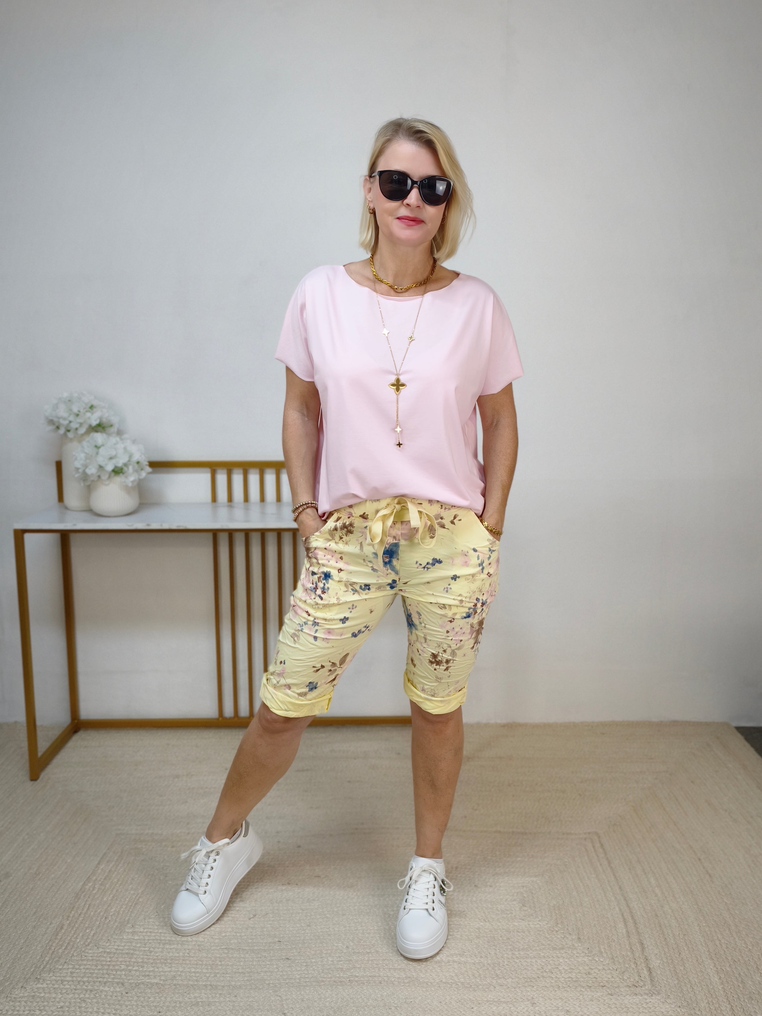 Gemusterte Stretch - Shorts gelb (36-42)