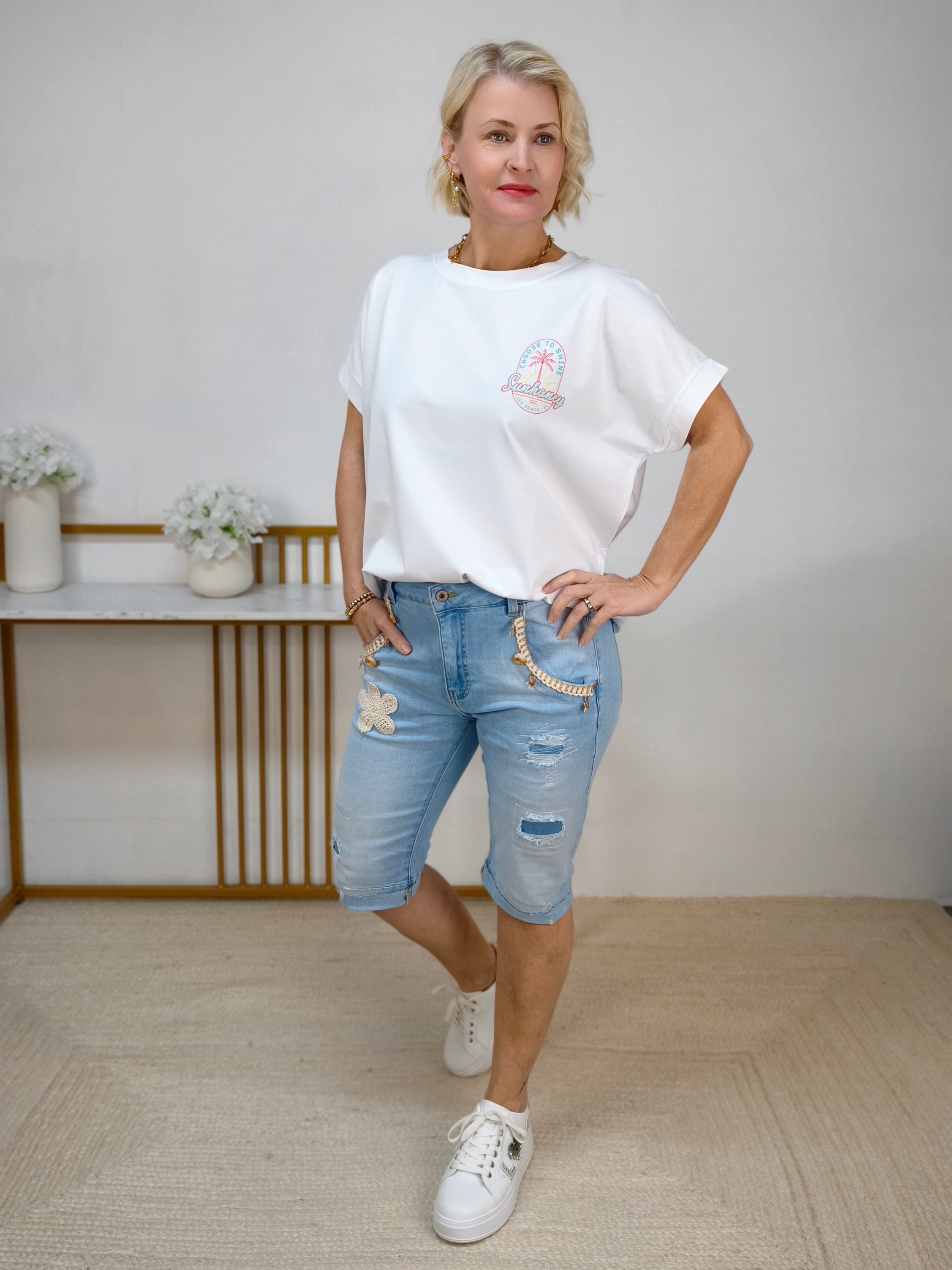 T-Shirt "Sunhoney" in weiss (40-44)