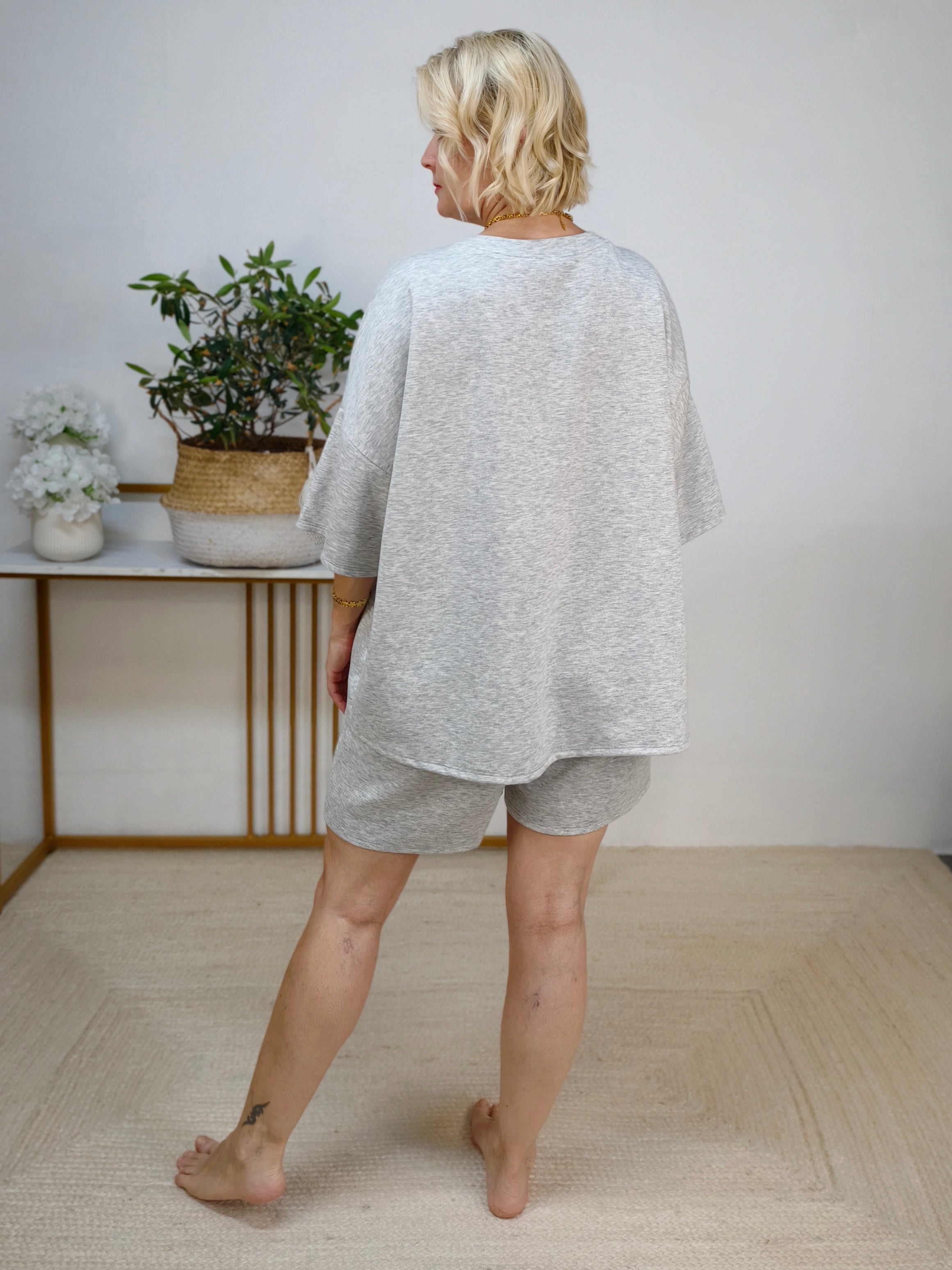 Kurzarm Sweater "Le Soleil" hellgrau (38 - 44)