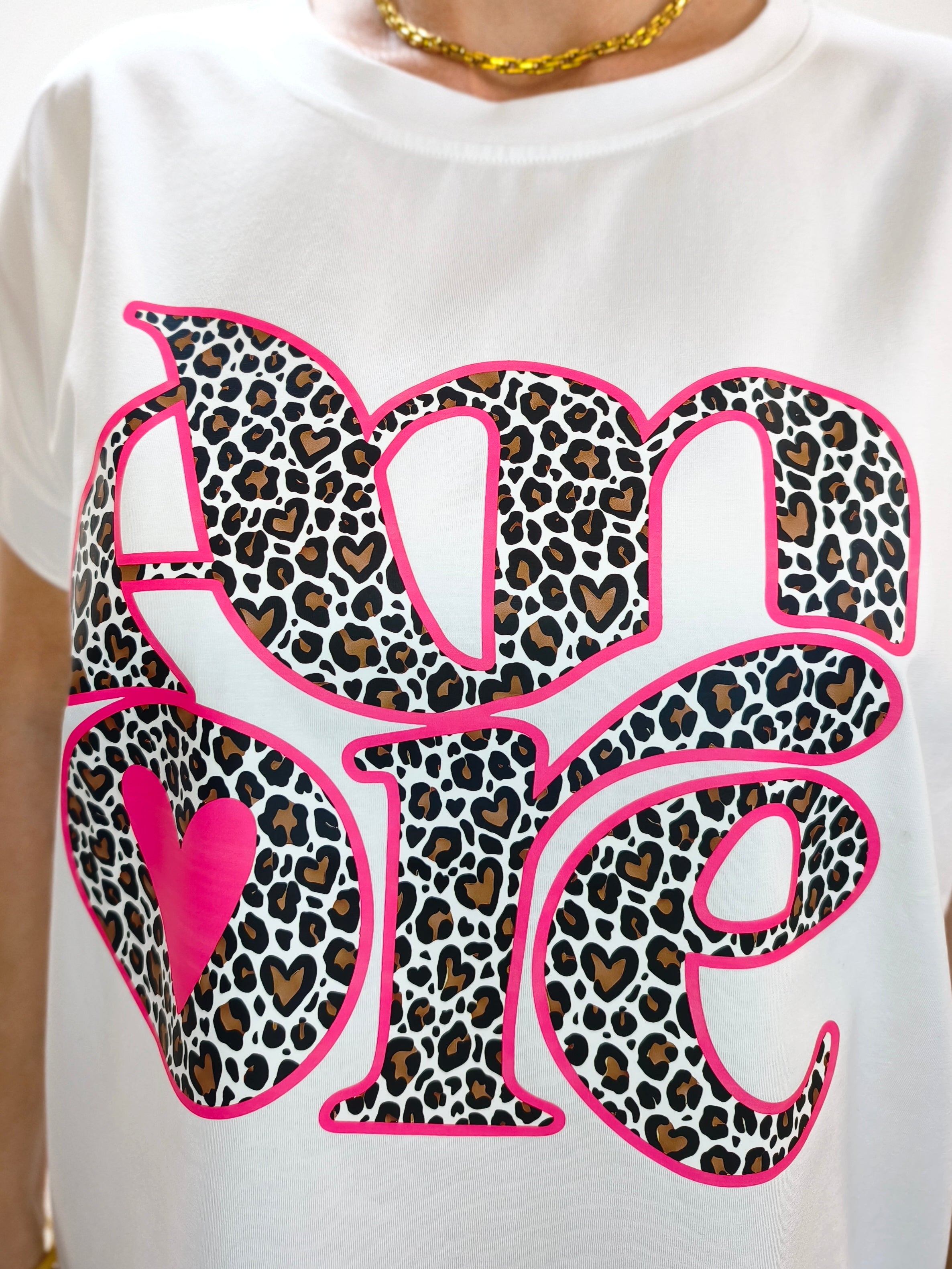 T-Shirt "Amore" in weiss mit Leo (40-44)