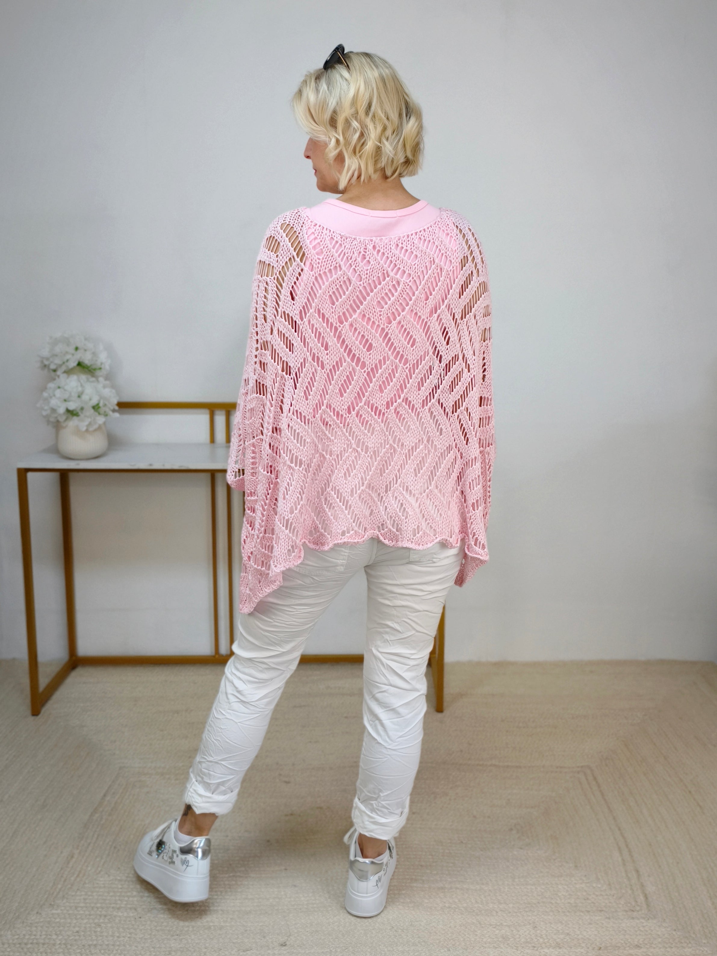 Grober Häkel - Pullover rosa (38-44)