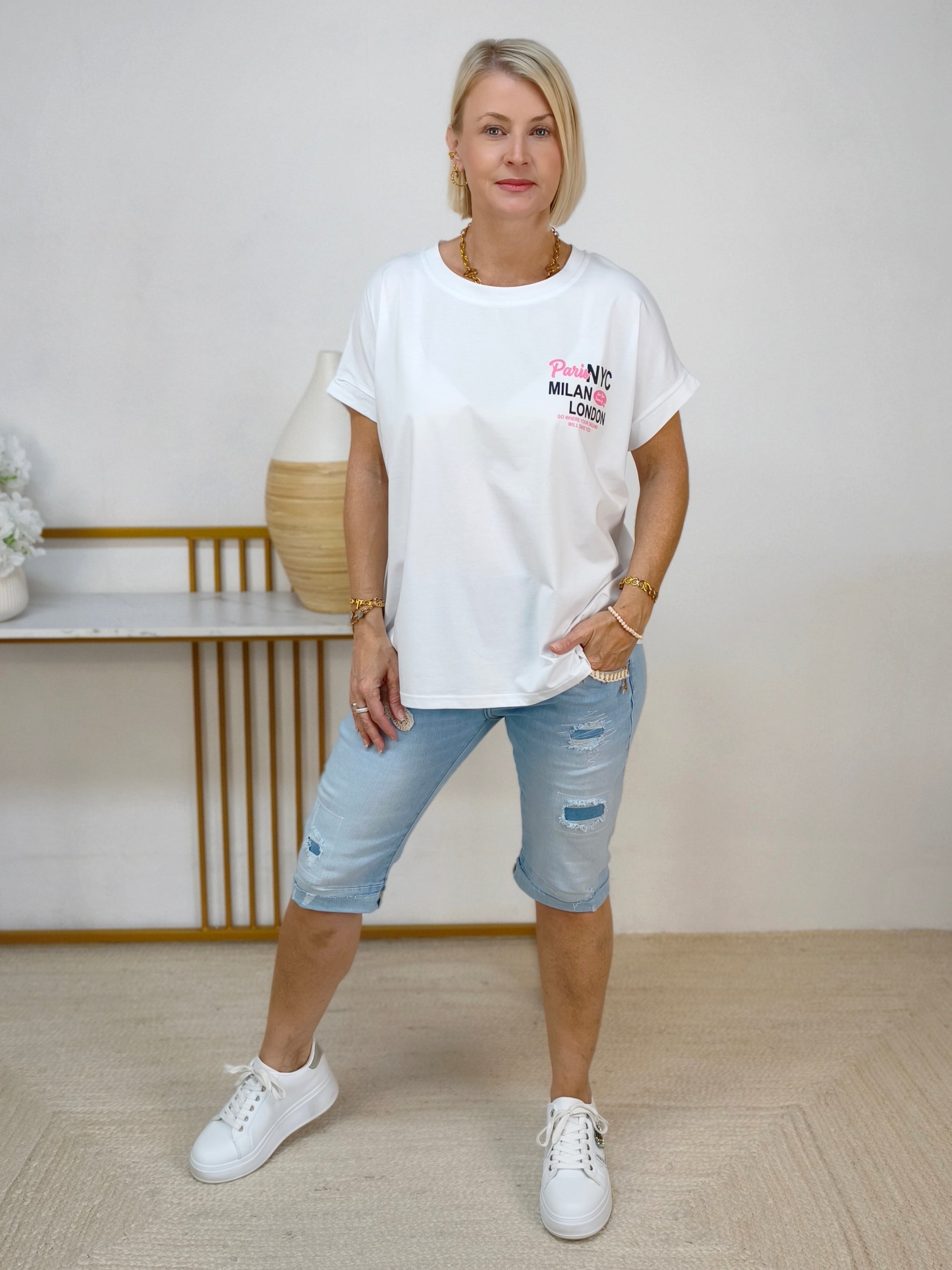 T-Shirt "City" in weiss (40-44)