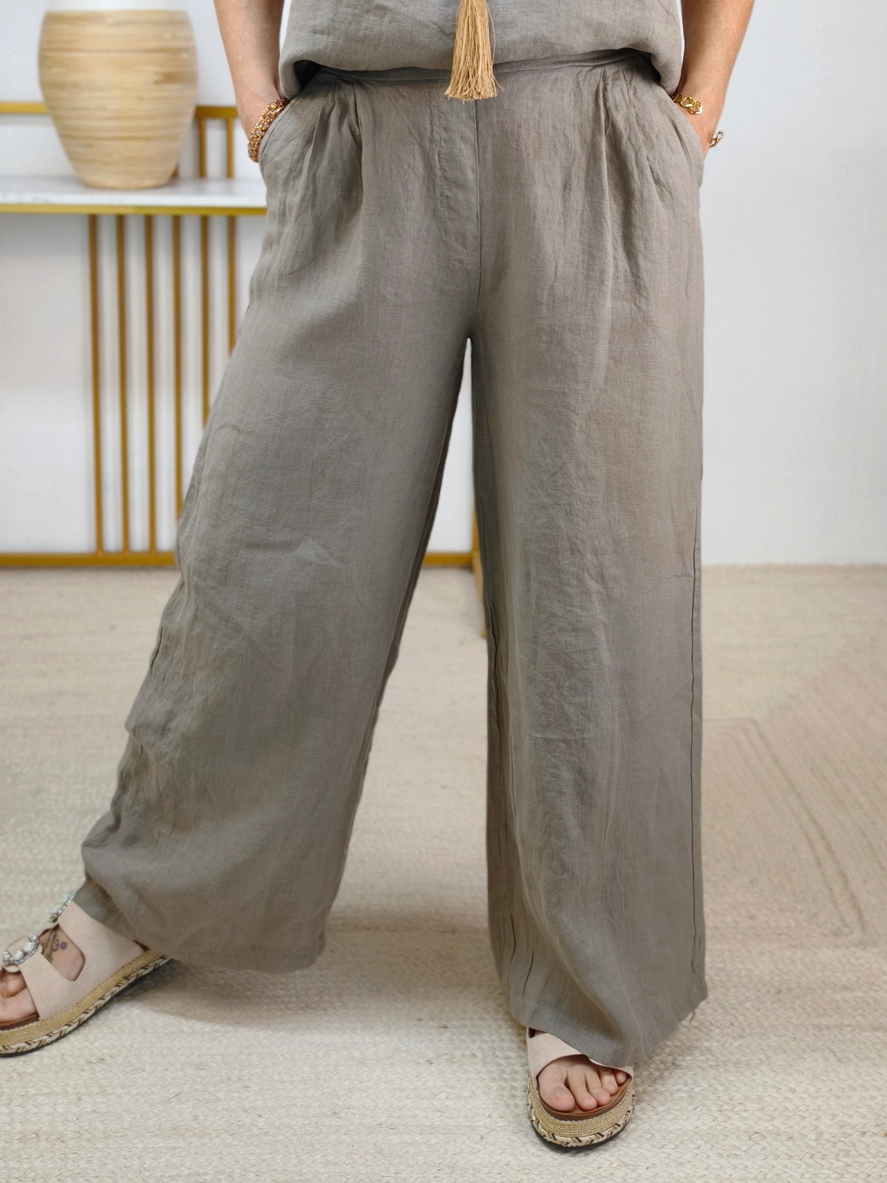 Zweiteiler Set "Como" taupe - Marlenehose & Top (2 Größen)