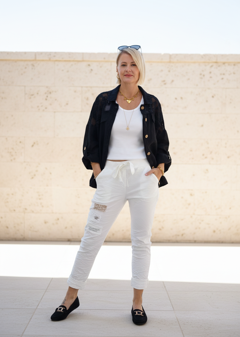 Leinen Blusen - Jacke "Hanna" schwarz (42-44/46)