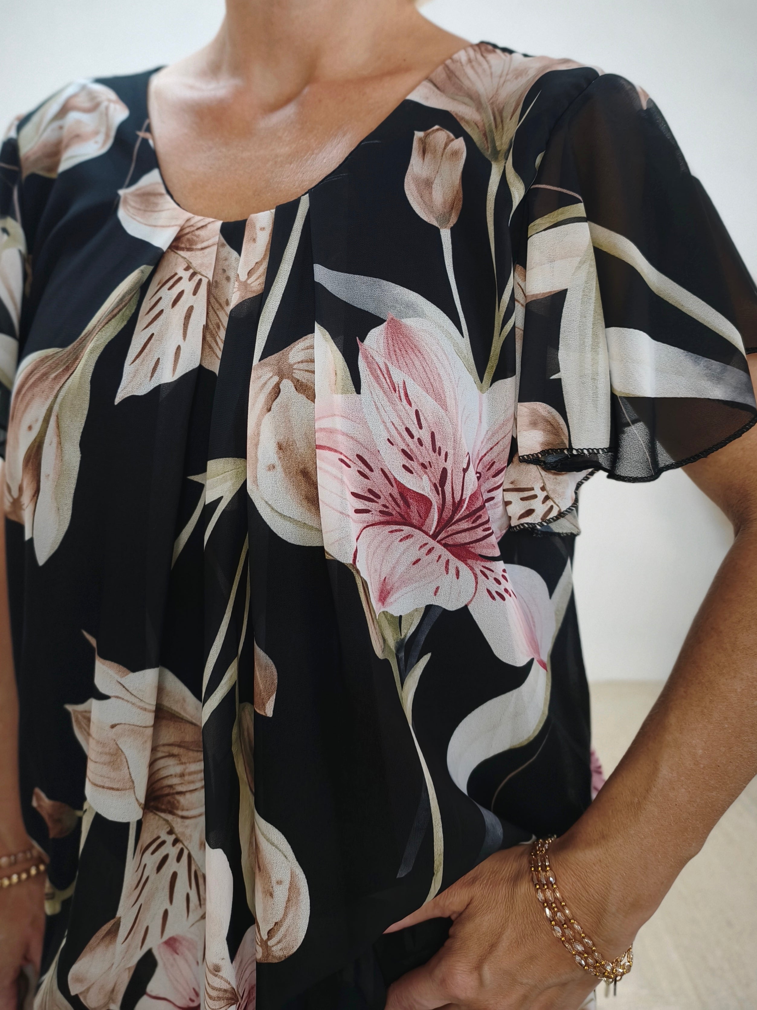 Zweiteiler Set "Betty" schwarz - Marlenehose & Bluse (36-42)