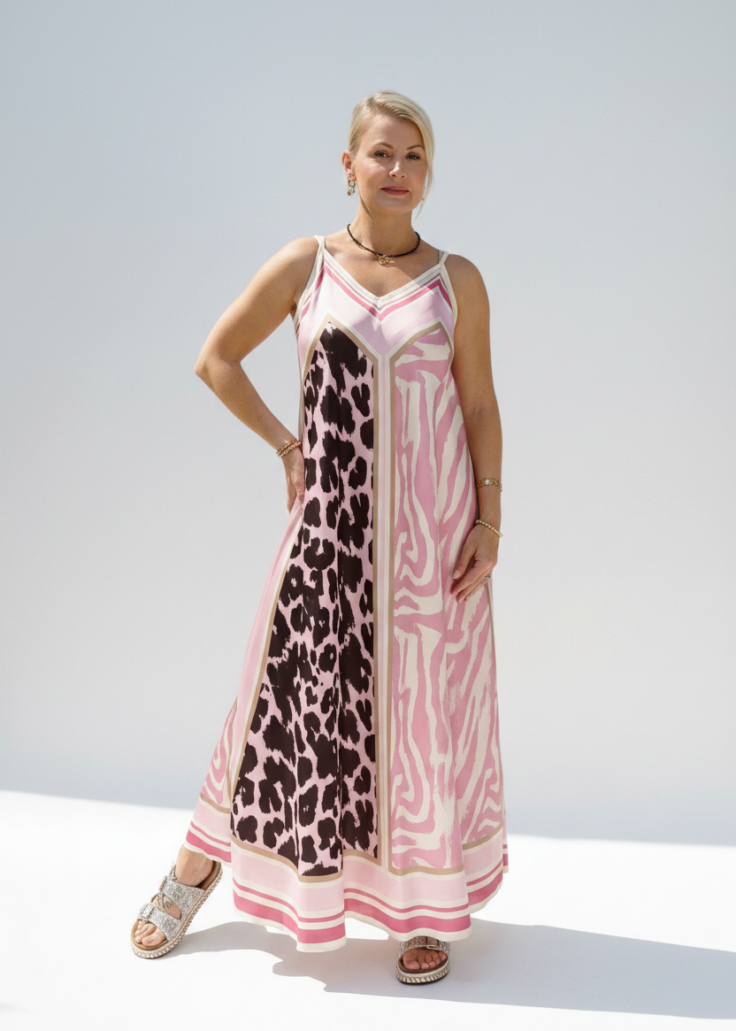 Gemustertes Trägerkleid "Sally" Altrosa (36-42)