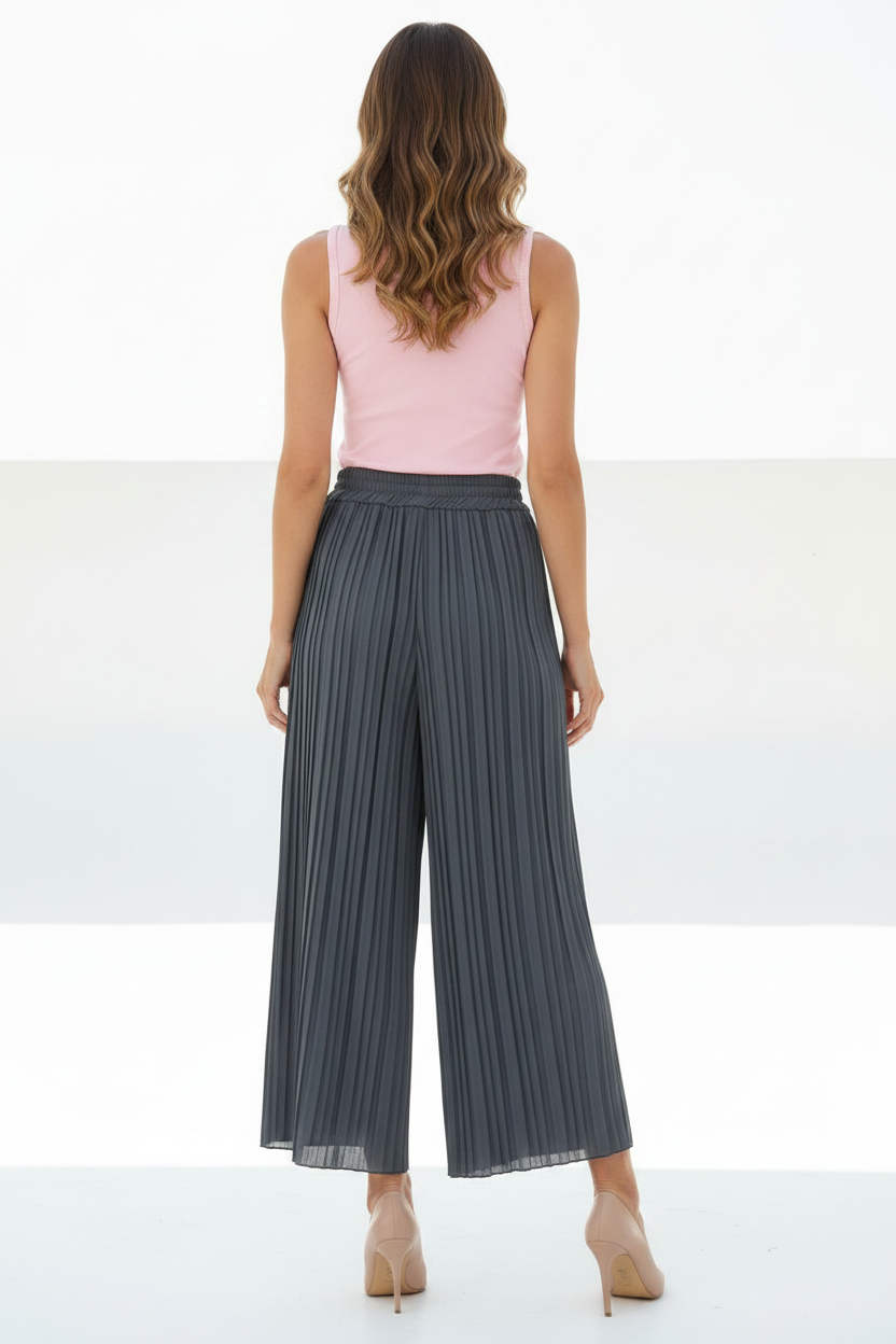 Plissee Hose mit weitem Bein anthrazit (38-44)