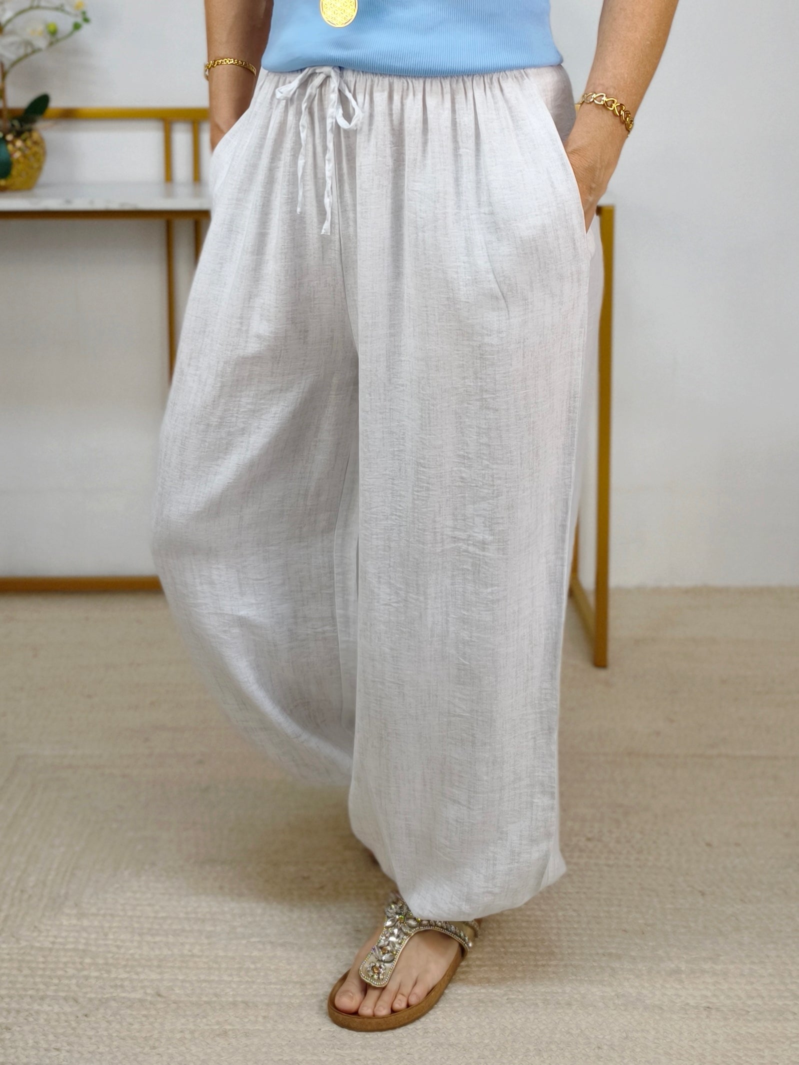 Cargohose - Pumphose in Weiss meliert (36-42)