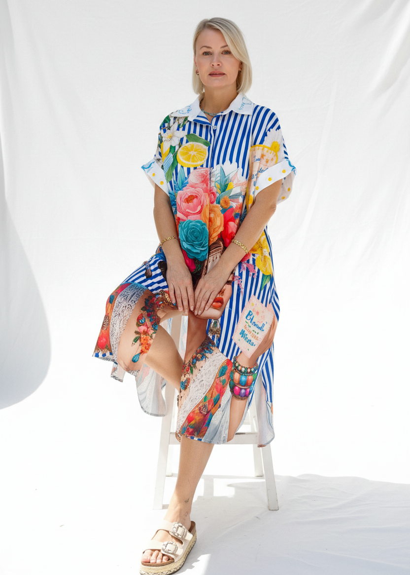 Boho Hemdkleid "Riviera" mit aufwendigem Print mehrfarbig (38/40-46/48)