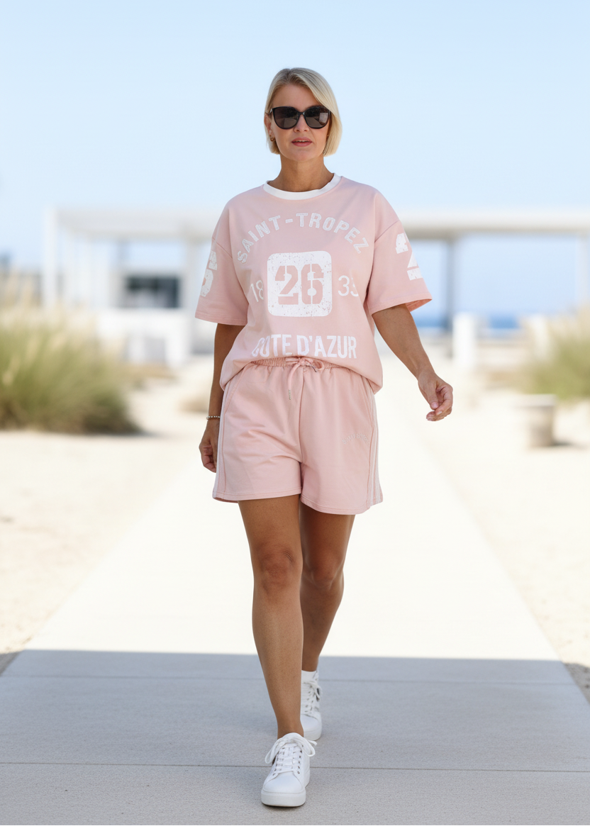 Zweiteiler Set "Saint-Tropez" zartrosa - Shorts & Shirt (38, 40, 42)