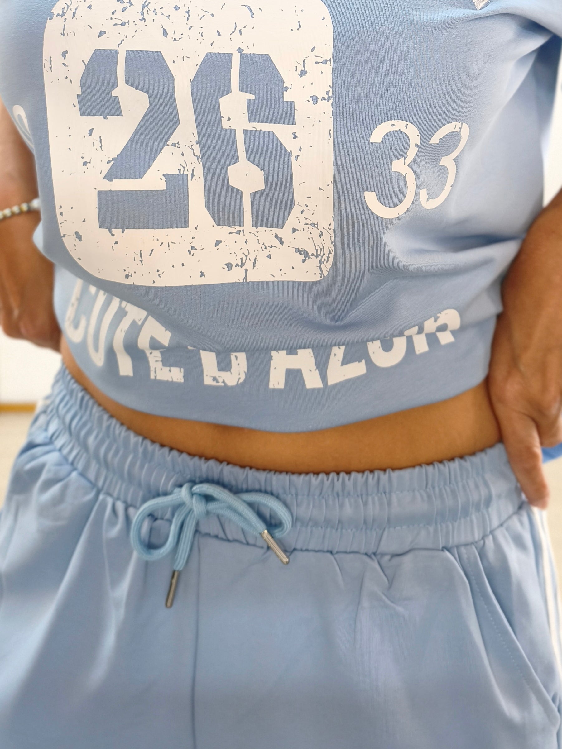 Zweiteiler Set "Saint-Tropez" hellblau - Shorts & Shirt (38, 40, 42)