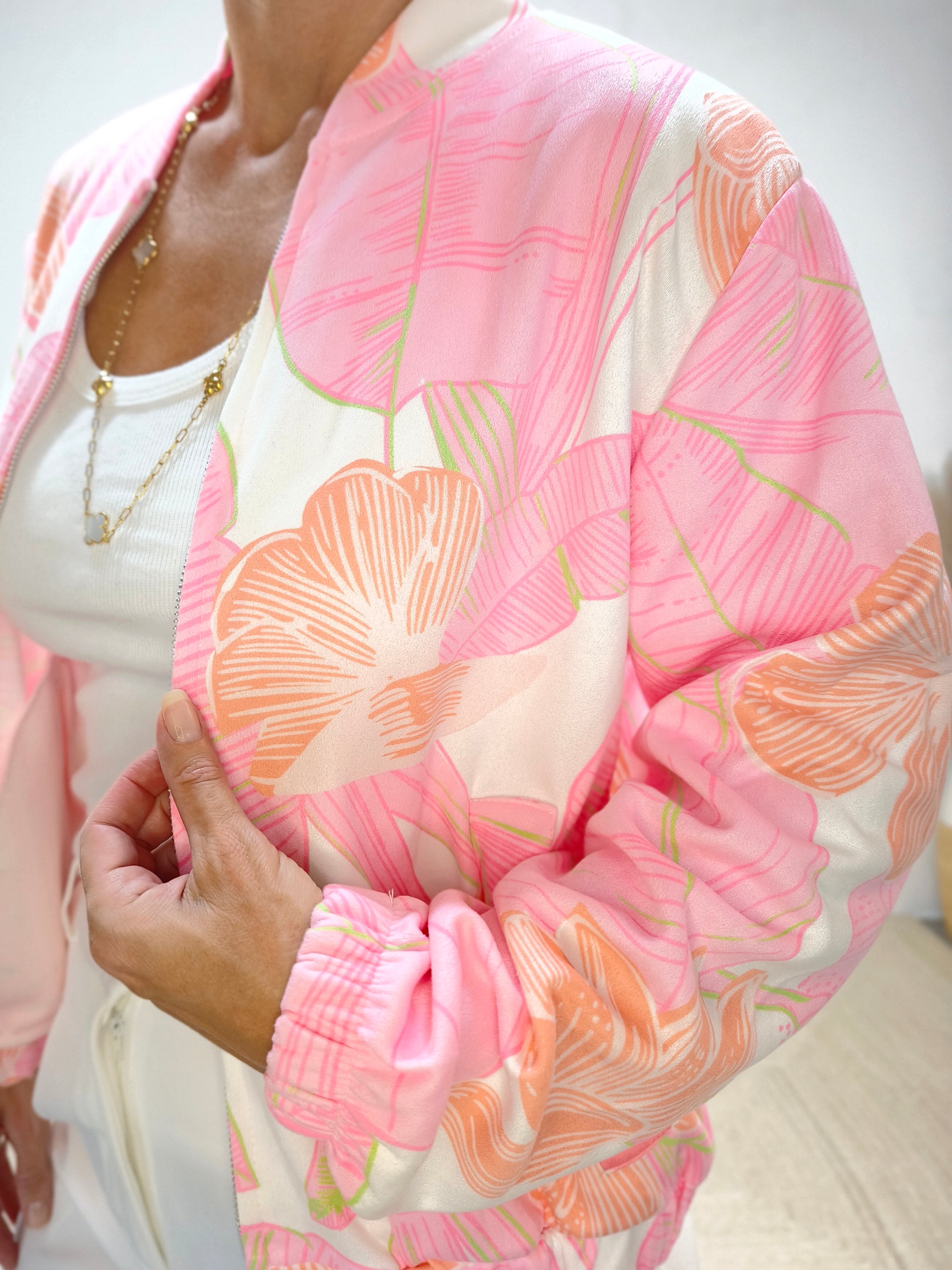 Kurzjacke "Vivien" weiss/rosa (36-42)