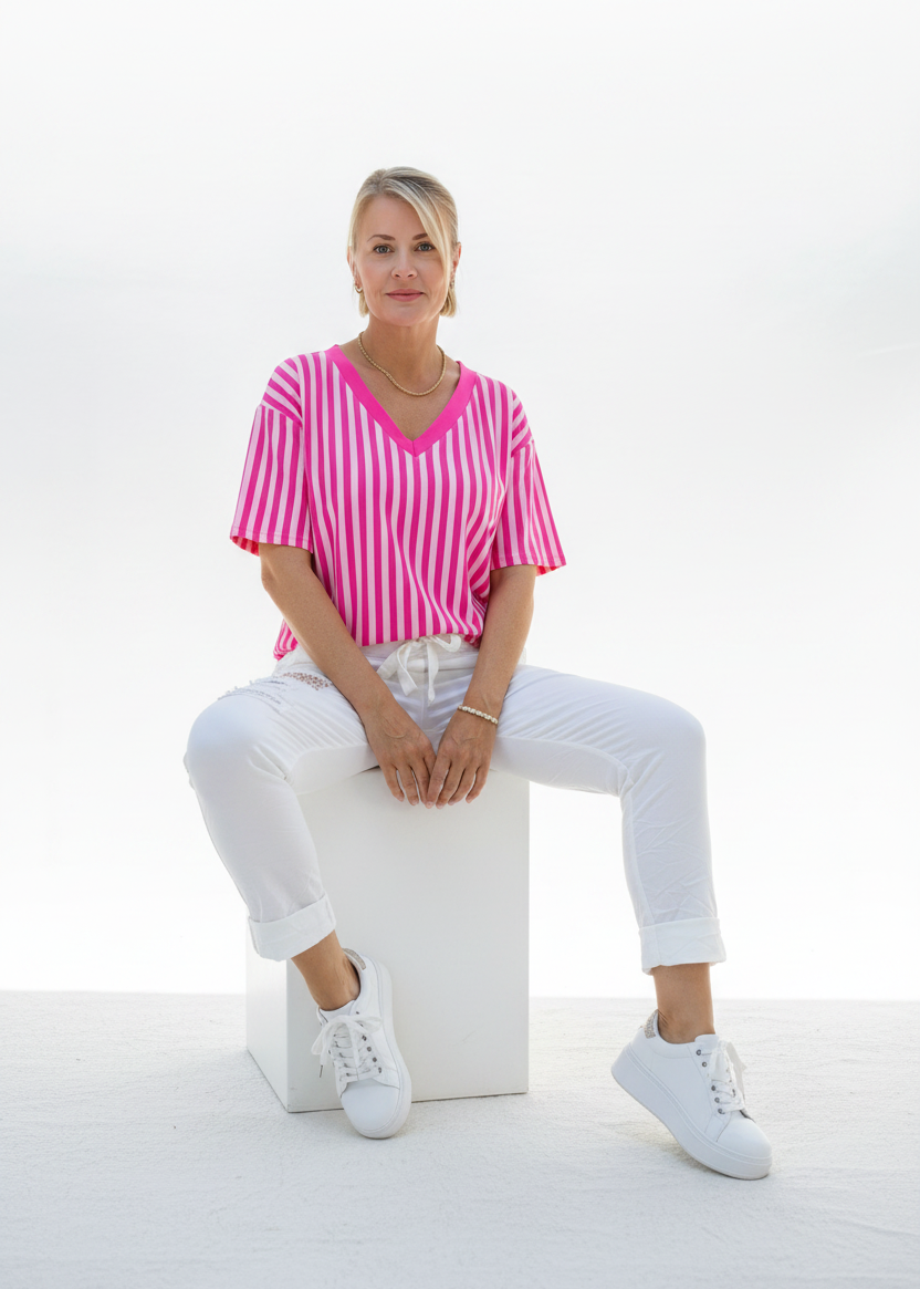 Shirt gestreift rosa/pink (38-42/44)