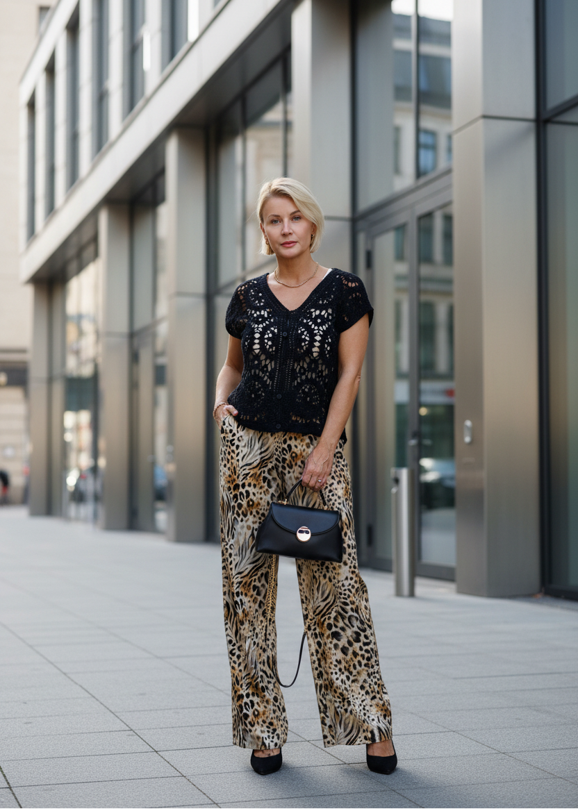 Leichte Marlene Hose "Mathilde" Beige Leo (36-40/42)