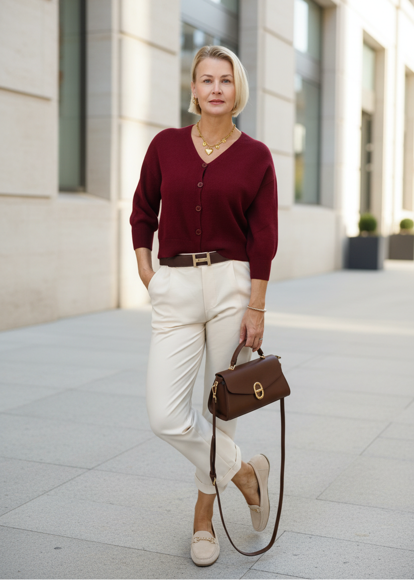 Strickjacke "Steffi" Uni Burgundy (36-40)