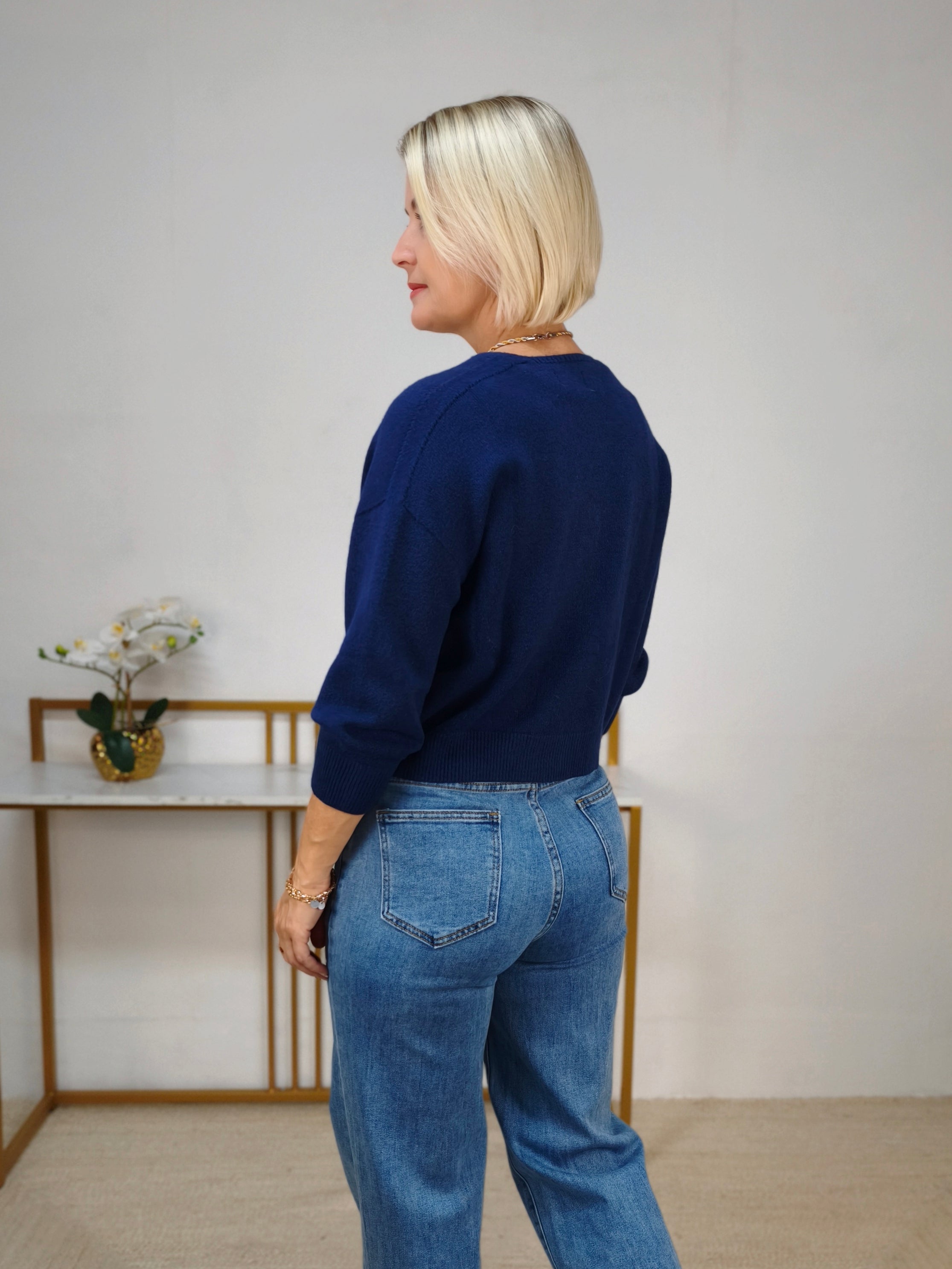 Strickjacke "Steffi" Uni Dunkelblau (36-40)