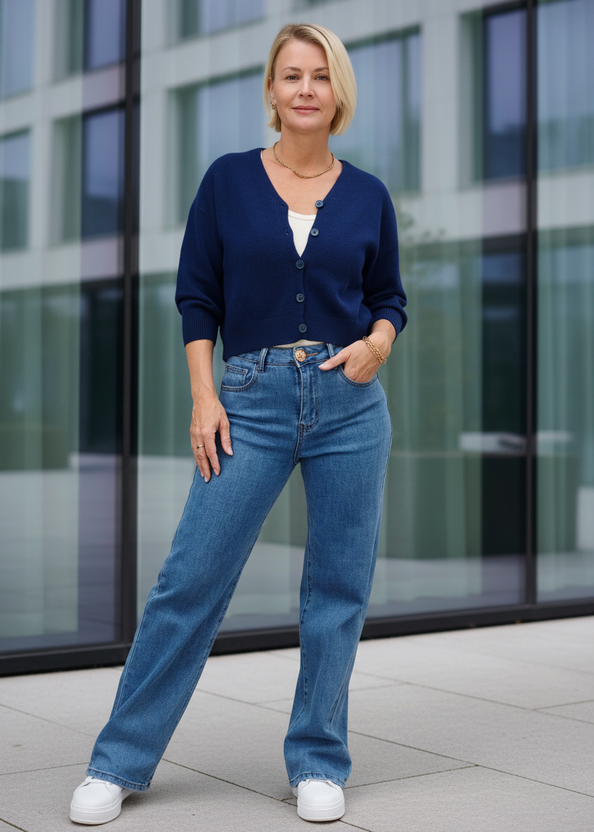 Strickjacke "Steffi" Uni Dunkelblau (36-40)