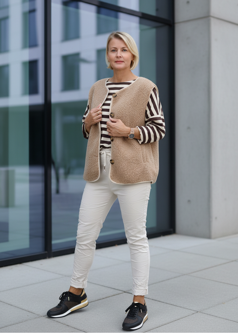 Teddy-Bouclé Weste beige (38-44)