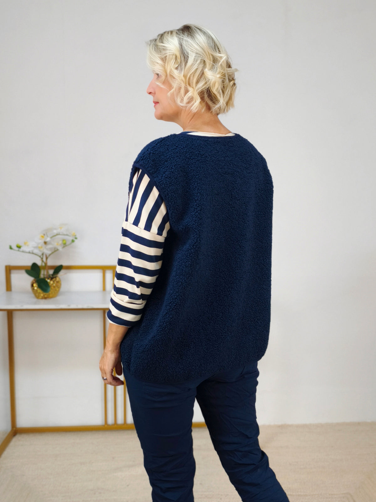 Teddy-Bouclé Weste Dunkelblau (38-42/44)
