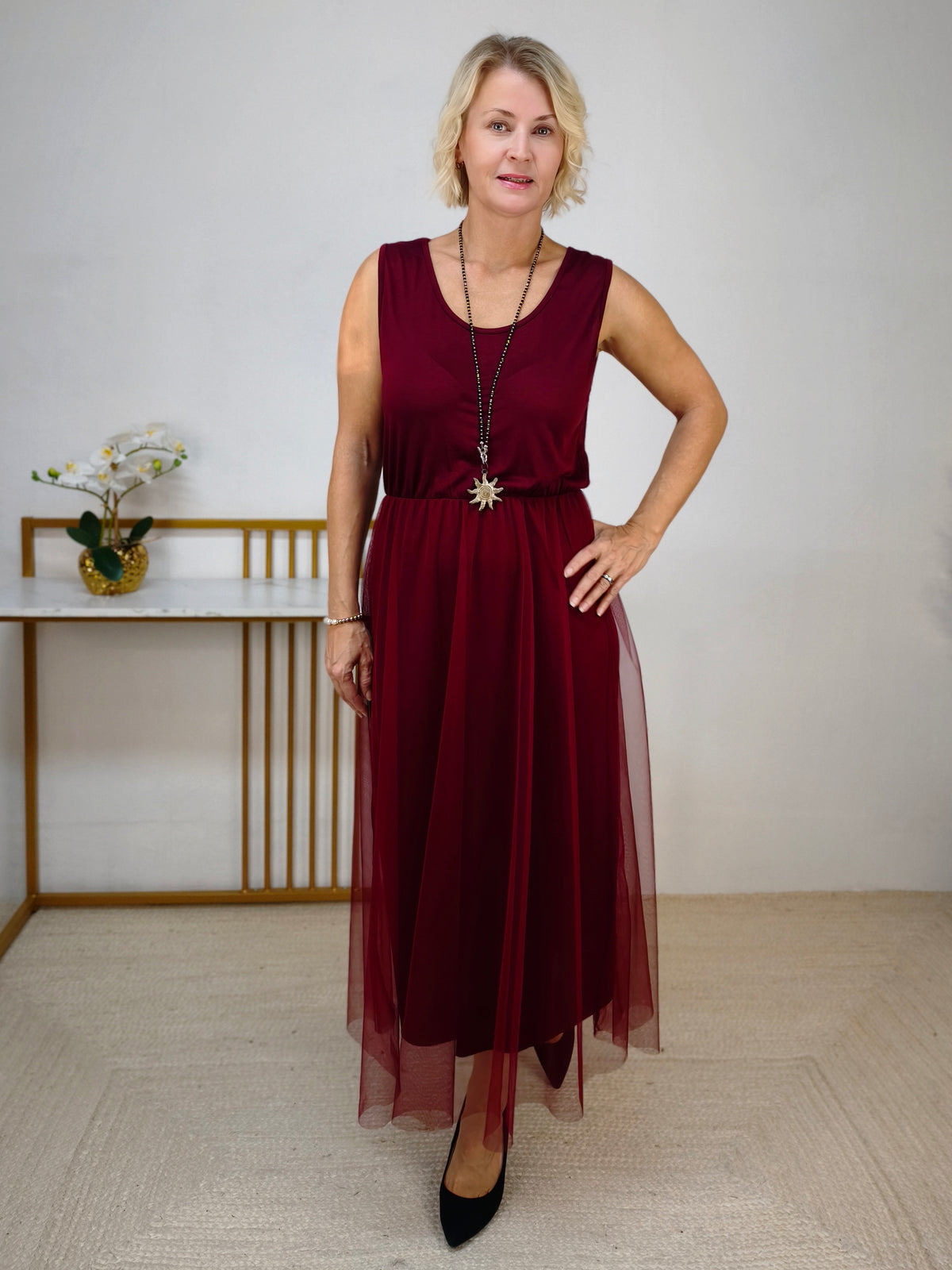 Kleid mit Pullover in Burgundy (36-40/42)