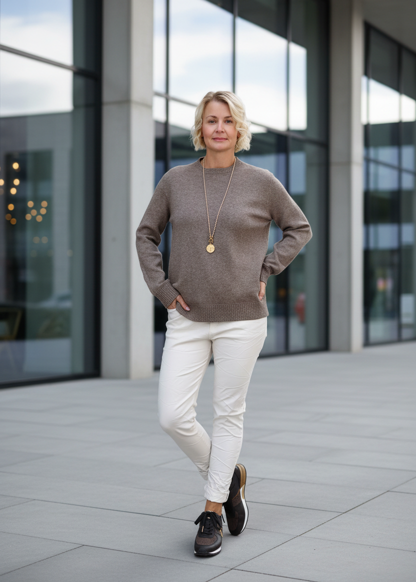 Feinstrick Pullover unifarben in Braun (38-42)